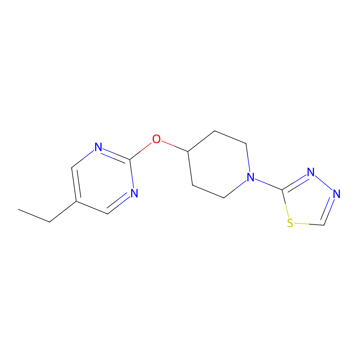 5-Ethyl-2-{[1-(1,3,4-thiadiazol-2-yl)piperidin-4-yl]oxy}pyrimidine molecular structure, CAS 2380169-46-8
