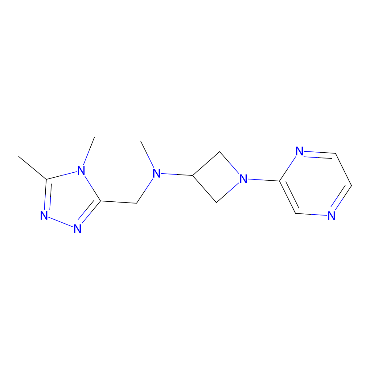 N-[(4,5-dimethyl-4H-1,2,4-triazol-3-yl)methyl]-N-methyl-1-(pyrazin-2-yl)azetidin-3-amine molecular structure, CAS 2380169-50-4