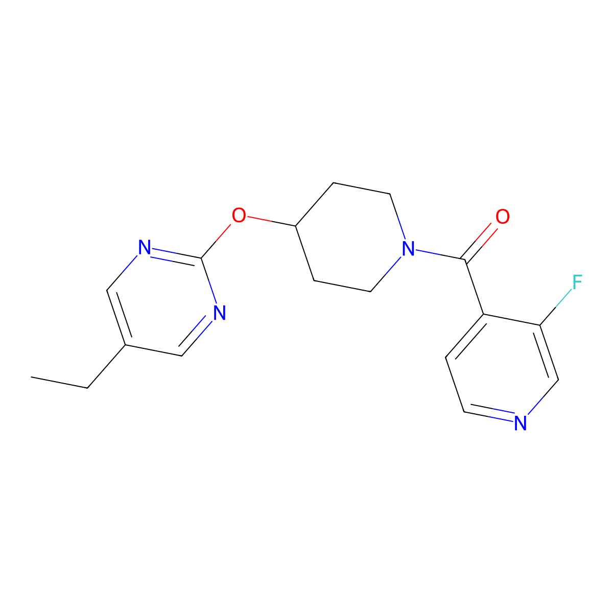 5-Ethyl-2-{[1-(3-fluoropyridine-4-carbonyl)piperidin-4-yl]oxy}pyrimidine molecular structure, CAS 2380169-51-5