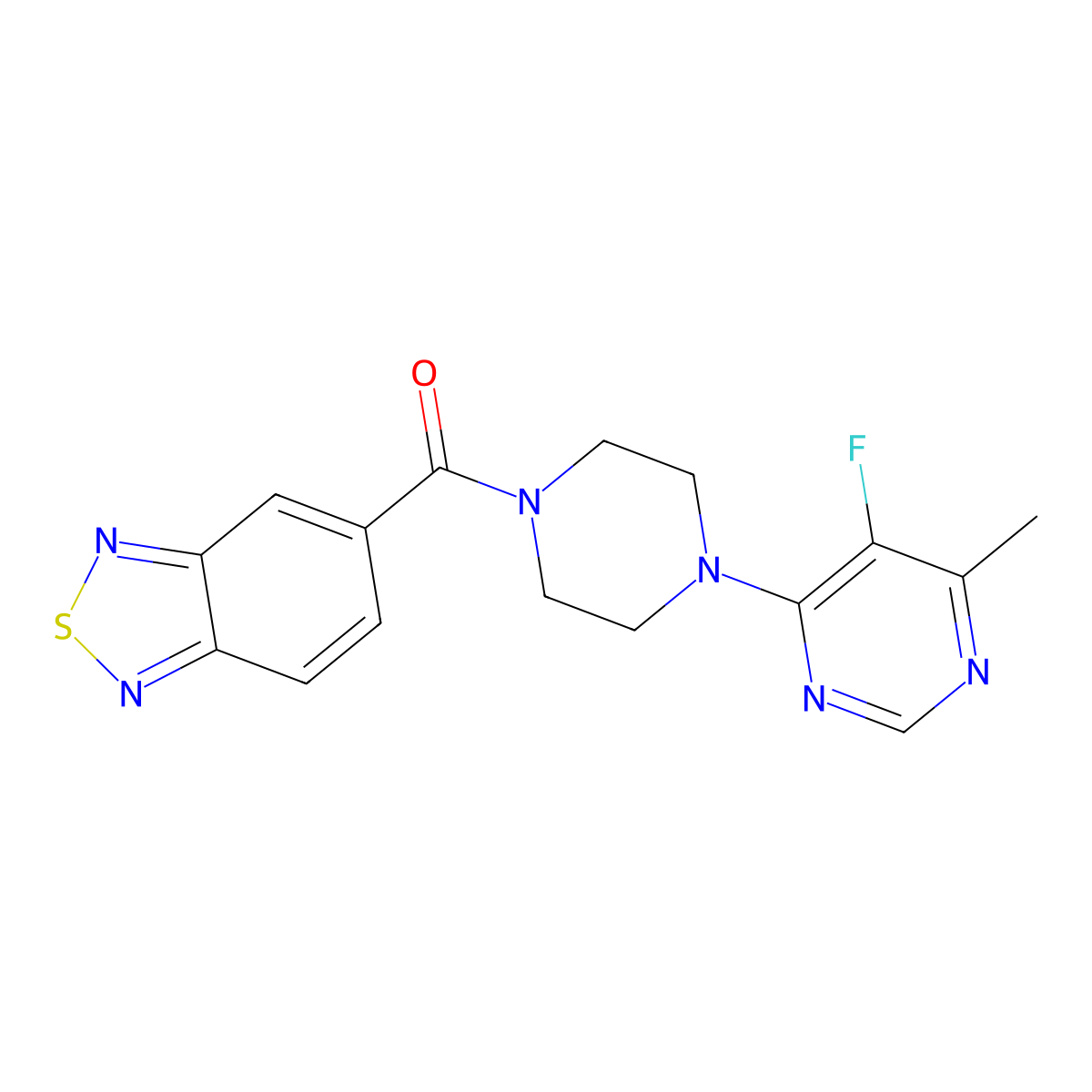 5-[4-(5-Fluoro-6-methylpyrimidin-4-yl)piperazine-1-carbonyl]-2,1,3-benzothiadiazole molecular structure, CAS 2380169-53-7