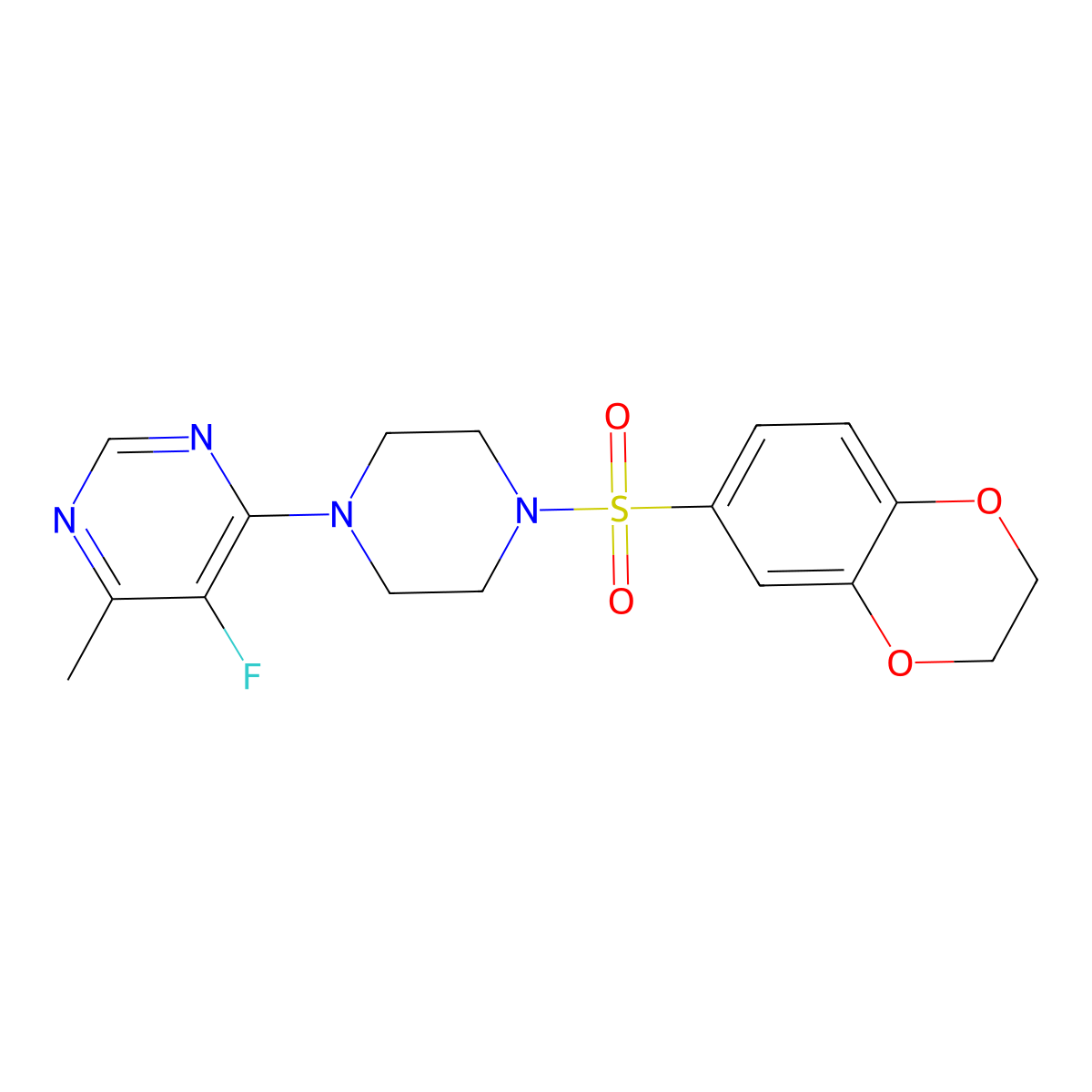 4-[4-(2,3-Dihydro-1,4-benzodioxine-6-sulfonyl)piperazin-1-yl]-5-fluoro-6-methylpyrimidine molecular structure, CAS 2380169-60-6