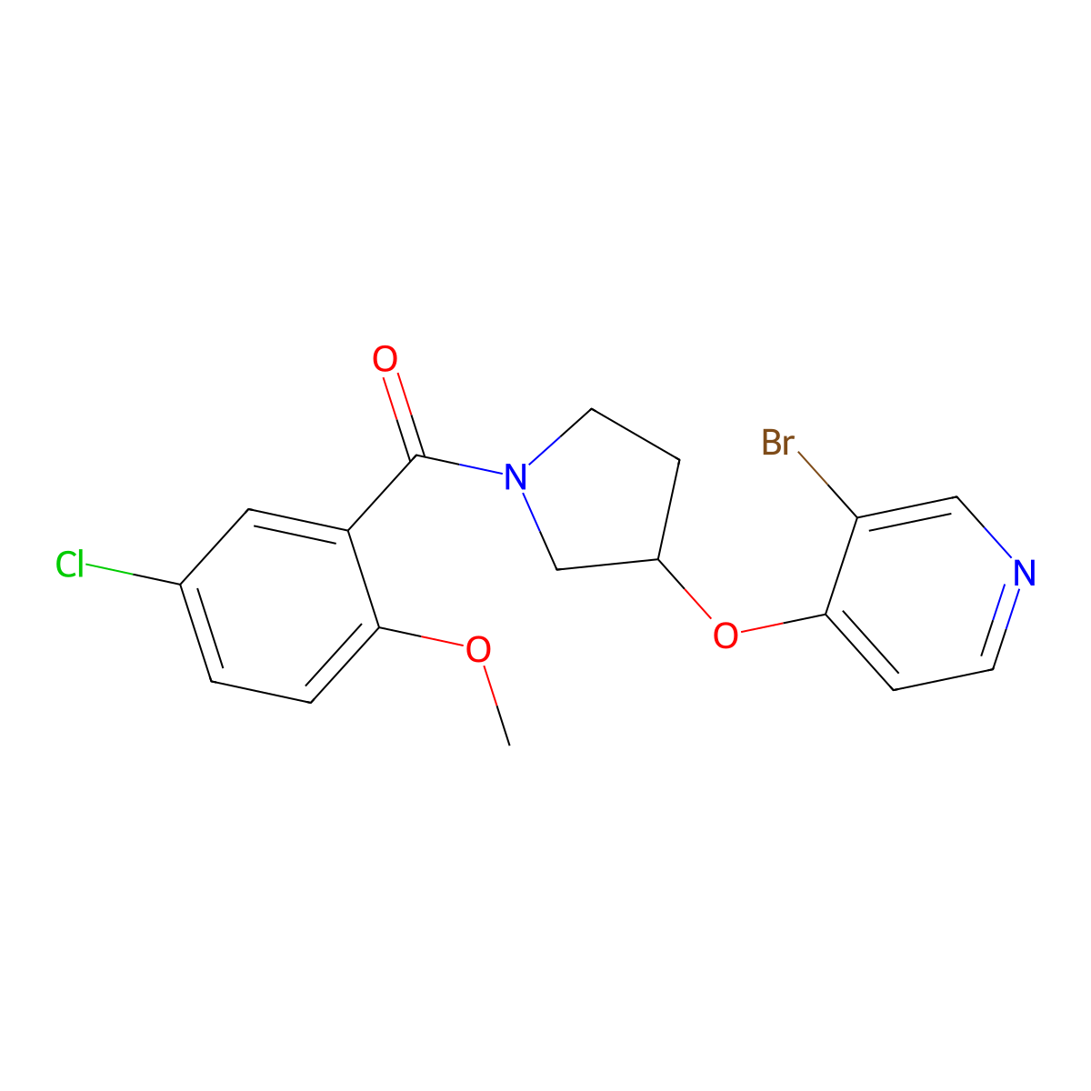 3-Bromo-4-{[1-(5-chloro-2-methoxybenzoyl)pyrrolidin-3-yl]oxy}pyridine molecular structure, CAS 2380169-62-8