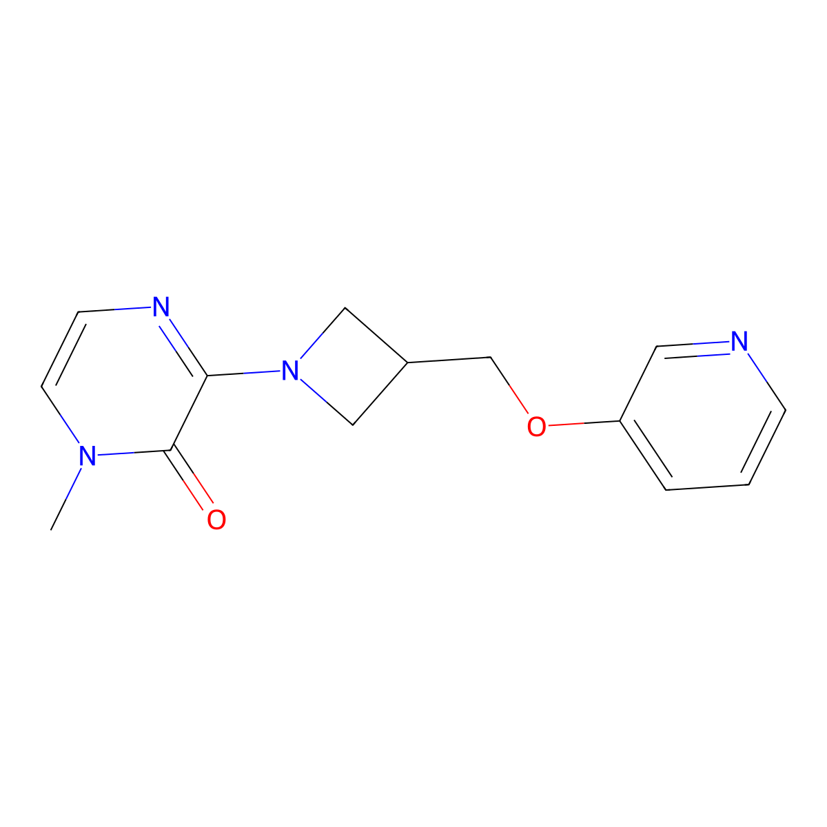1-Methyl-3-{3-[(pyridin-3-yloxy)methyl]azetidin-1-yl}-1,2-dihydropyrazin-2-one molecular structure, CAS 2380169-63-9