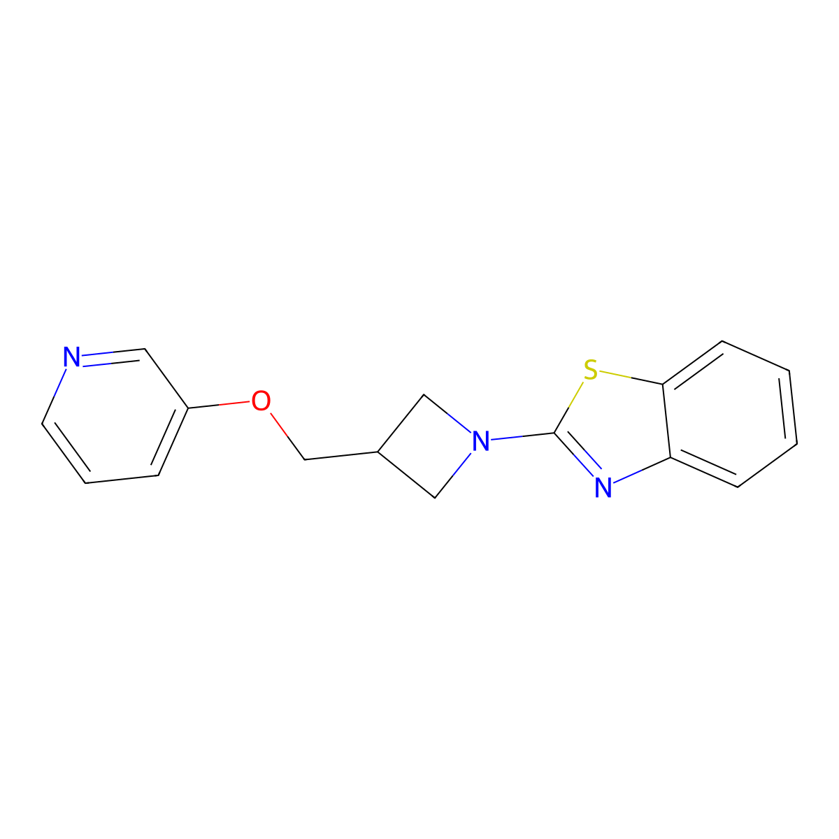 2-{3-[(Pyridin-3-yloxy)methyl]azetidin-1-yl}-1,3-benzothiazole molecular structure, CAS 2380169-65-1