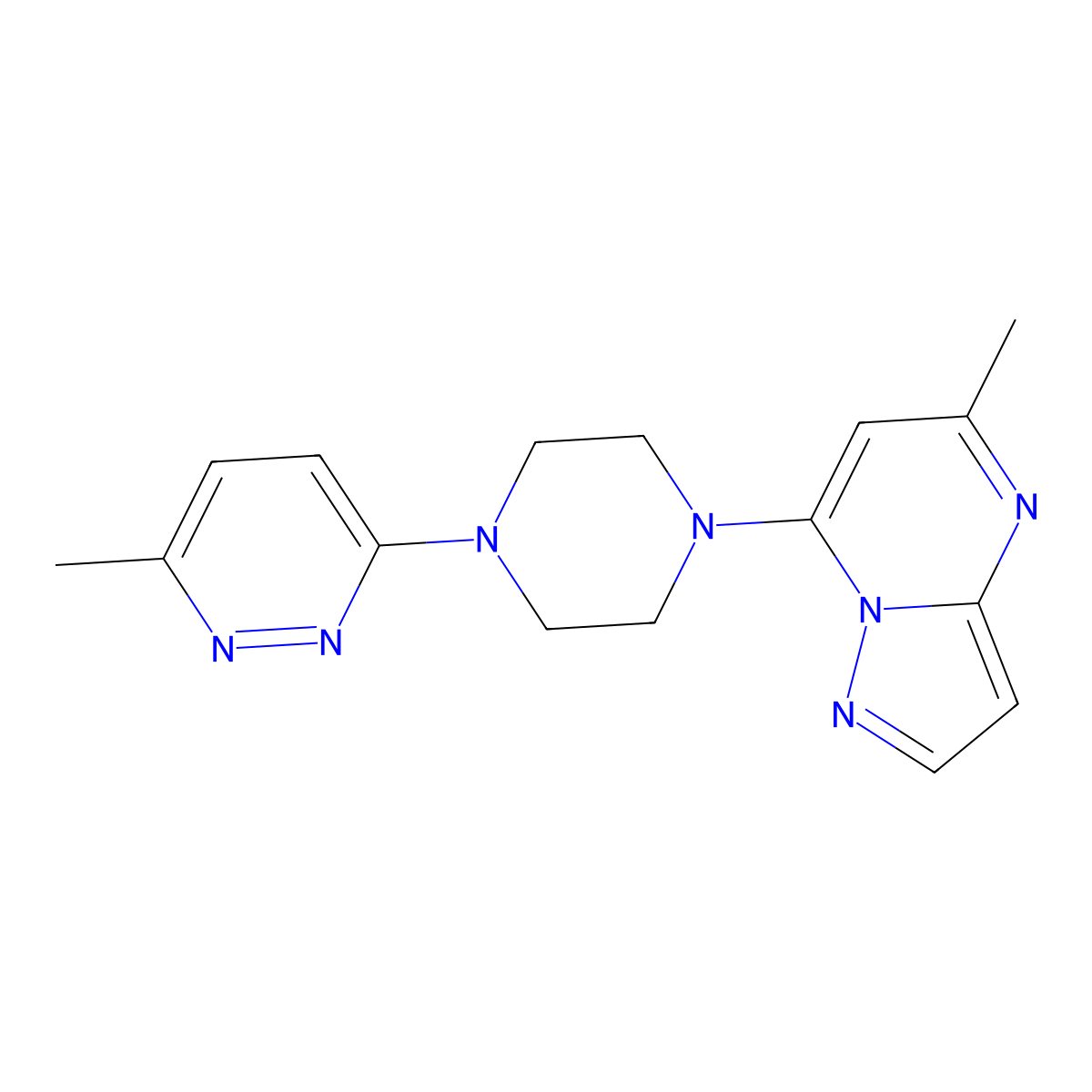 3-Methyl-6-(4-{5-methylpyrazolo[1,5-a]pyrimidin-7-yl}piperazin-1-yl)pyridazine molecular structure, CAS 2380169-70-8