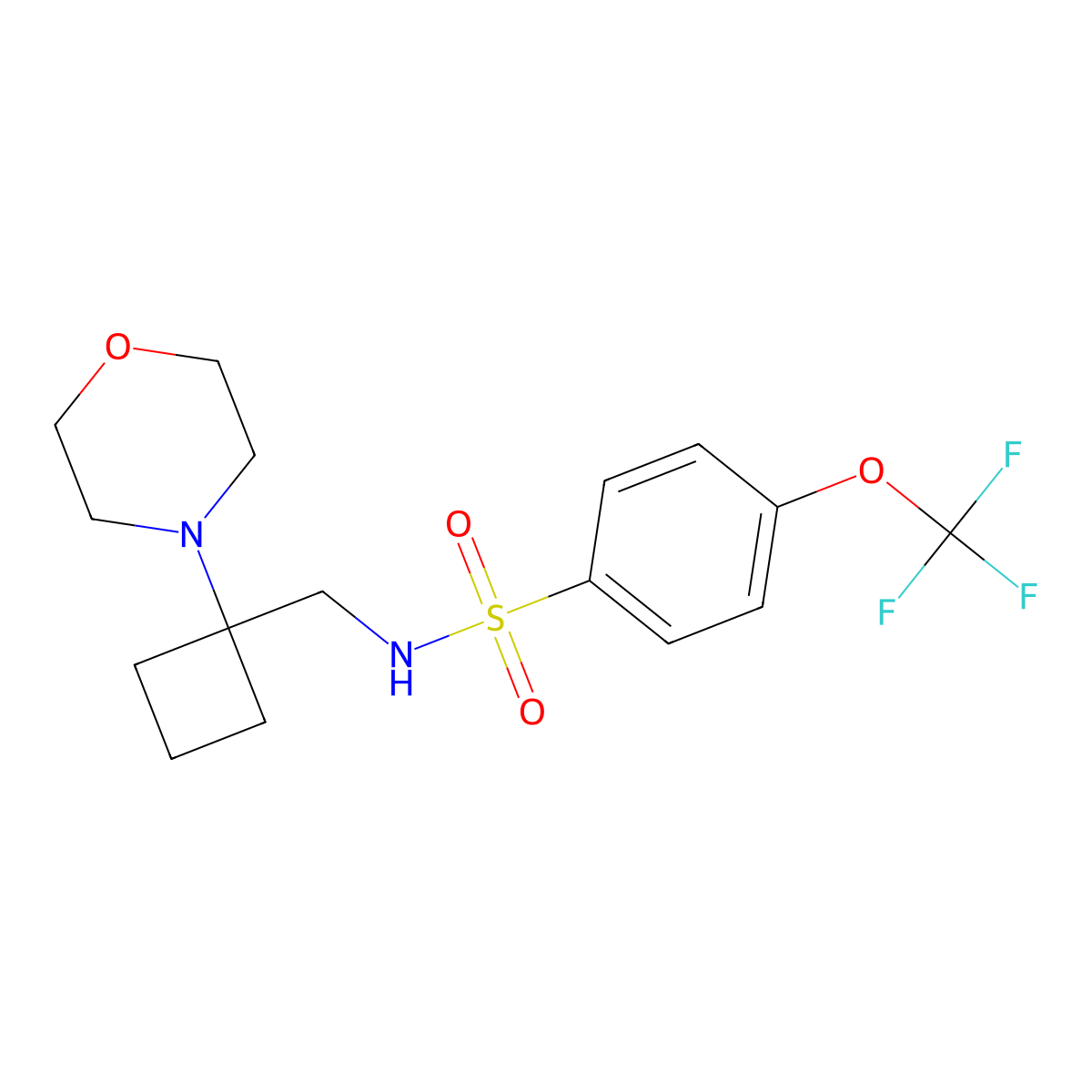 N-{[1-(morpholin-4-yl)cyclobutyl]methyl}-4-(trifluoromethoxy)benzene-1-sulfonamide molecular structure, CAS 2380169-72-0