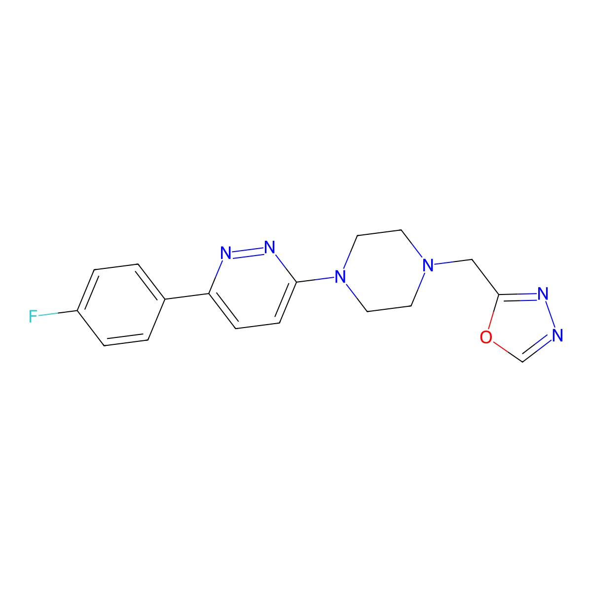 3-(4-Fluorophenyl)-6-{4-[(1,3,4-oxadiazol-2-yl)methyl]piperazin-1-yl}pyridazine molecular structure, CAS 2380169-75-3