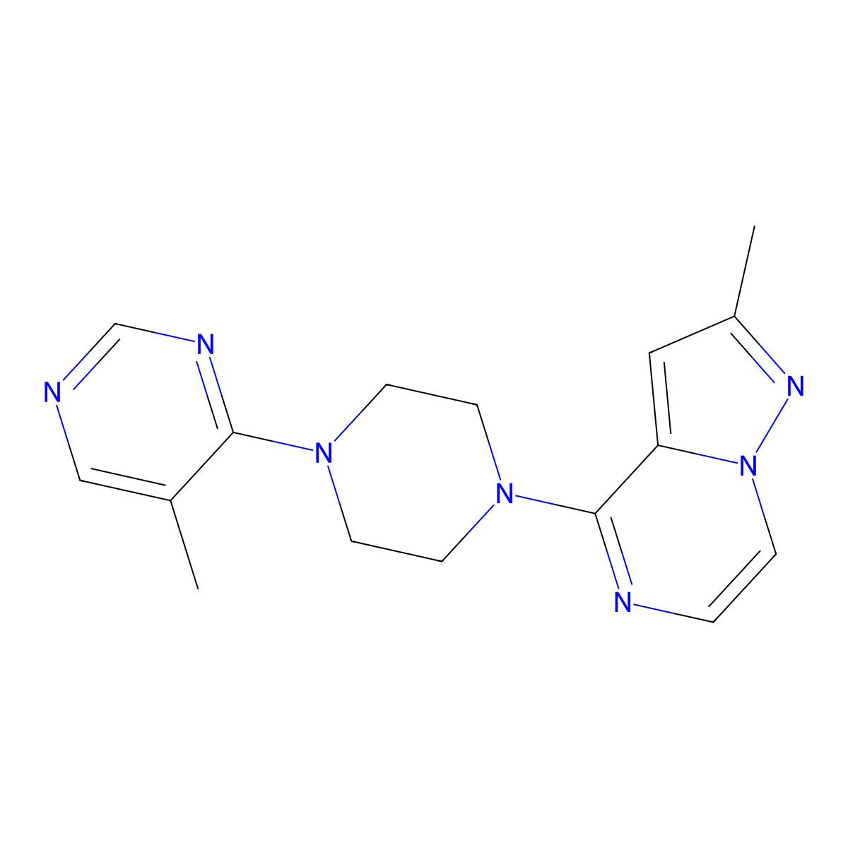 5-Methyl-4-(4-{2-methylpyrazolo[1,5-a]pyrazin-4-yl}piperazin-1-yl)pyrimidine molecular structure, CAS 2380169-81-1