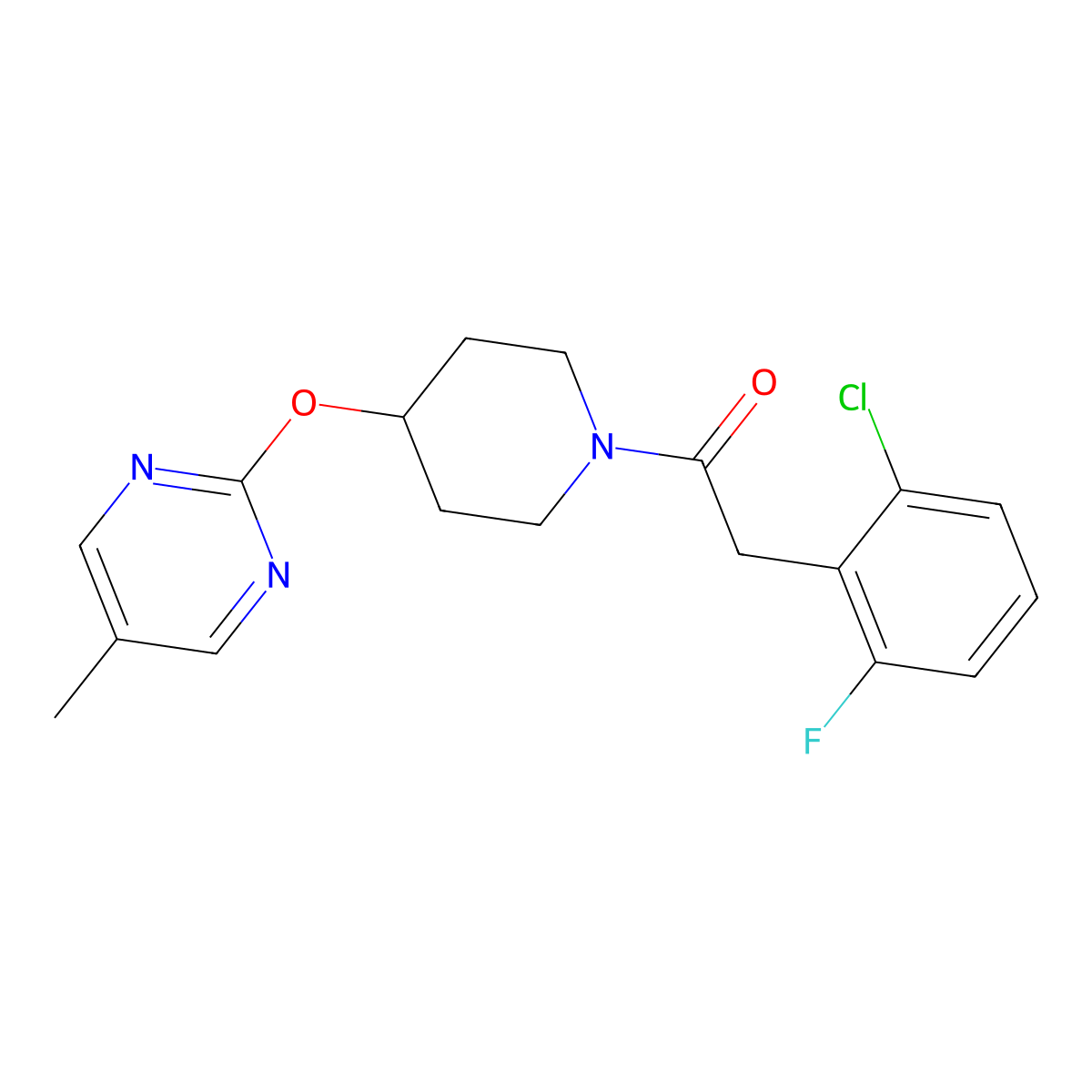 2-(2-Chloro-6-fluorophenyl)-1-{4-[(5-methylpyrimidin-2-yl)oxy]piperidin-1-yl}ethan-1-one molecular structure, CAS 2380169-82-2