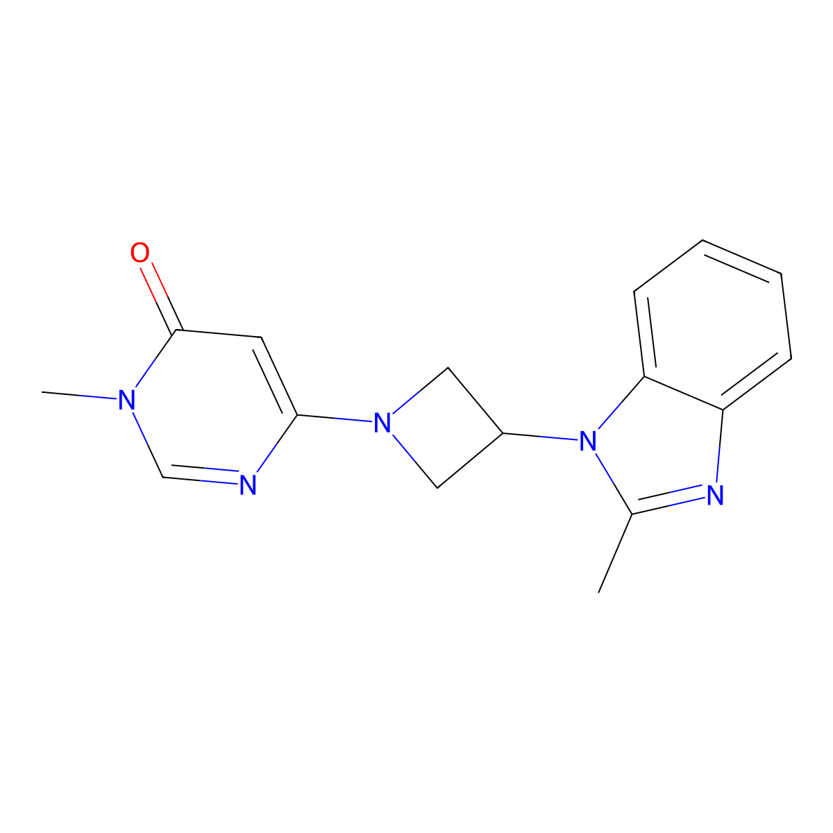 3-methyl-6-[3-(2-methyl-1H-1,3-benzodiazol-1-yl)azetidin-1-yl]-3,4-dihydropyrimidin-4-one molecular structure, CAS 2380169-83-3
