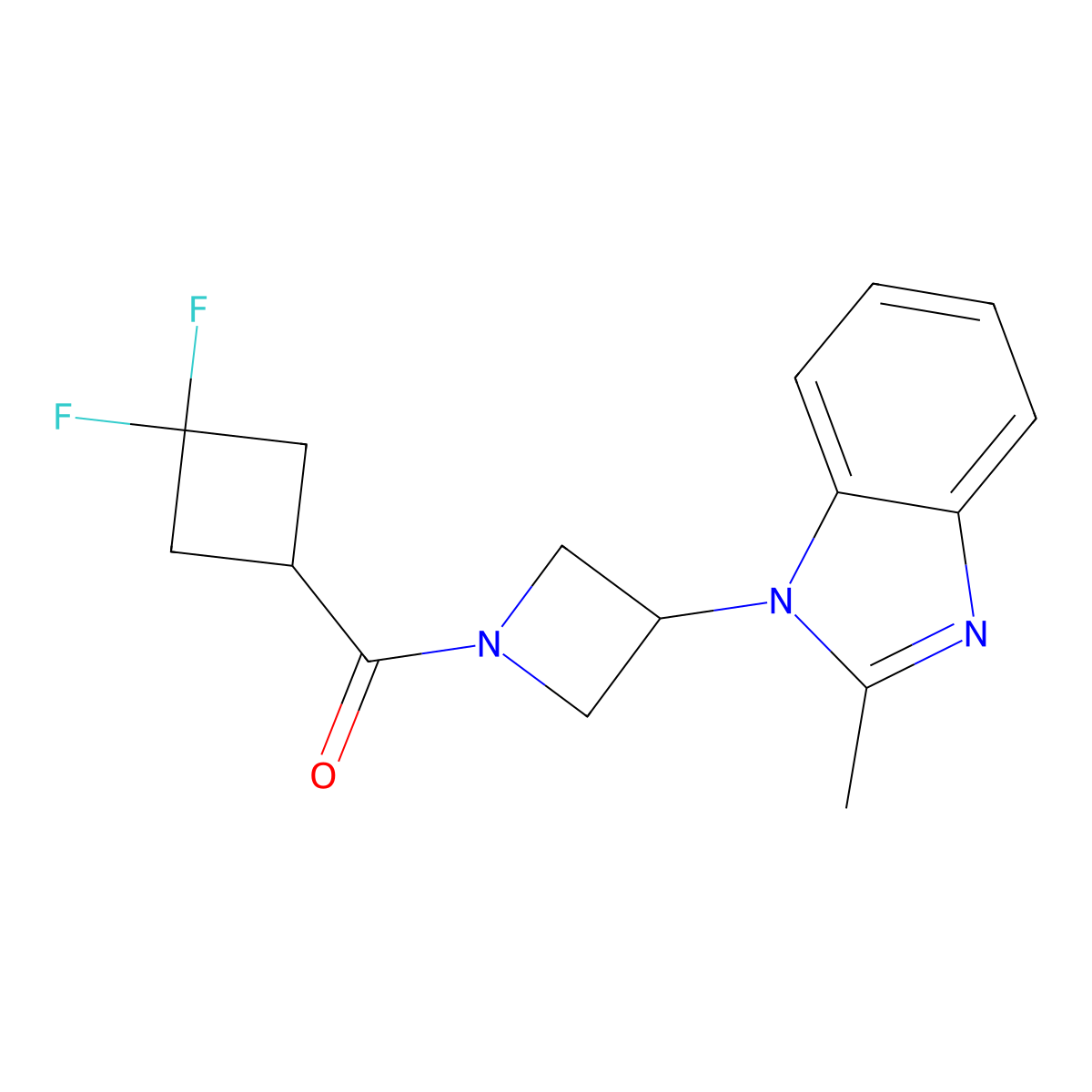 1-[1-(3,3-difluorocyclobutanecarbonyl)azetidin-3-yl]-2-methyl-1H-1,3-benzodiazole molecular structure, CAS 2380169-87-7