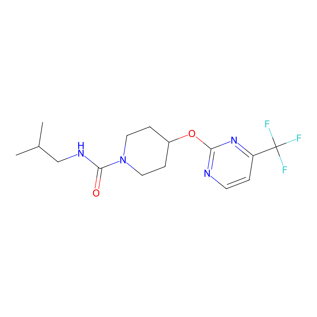 N-(2-methylpropyl)-4-{[4-(trifluoromethyl)pyrimidin-2-yl]oxy}piperidine-1-carboxamide molecular structure, CAS 2380169-90-2
