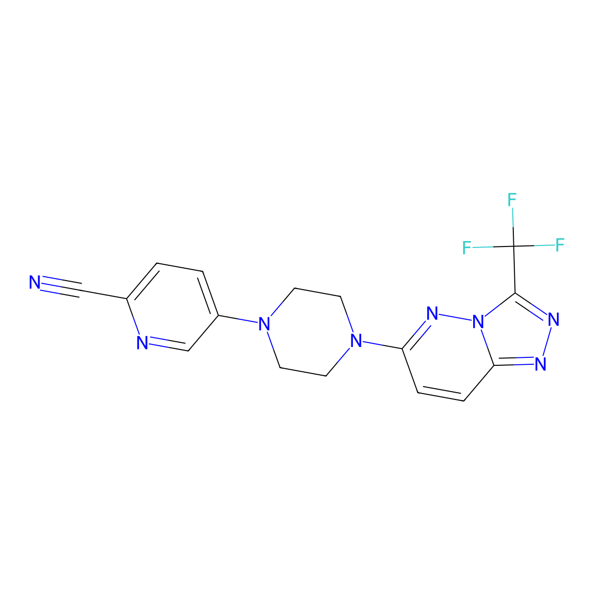 5-{4-[3-(Trifluoromethyl)-[1,2,4]triazolo[4,3-b]pyridazin-6-yl]piperazin-1-yl}pyridine-2-carbonitrile molecular structure, CAS 2380169-95-7
