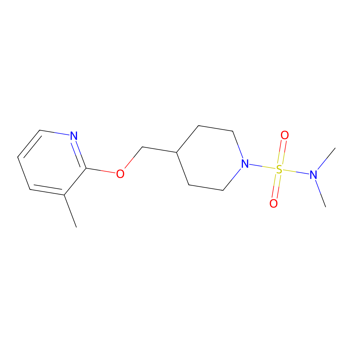 N,N-dimethyl-4-{[(3-methylpyridin-2-yl)oxy]methyl}piperidine-1-sulfonamide molecular structure, CAS 2380170-00-1