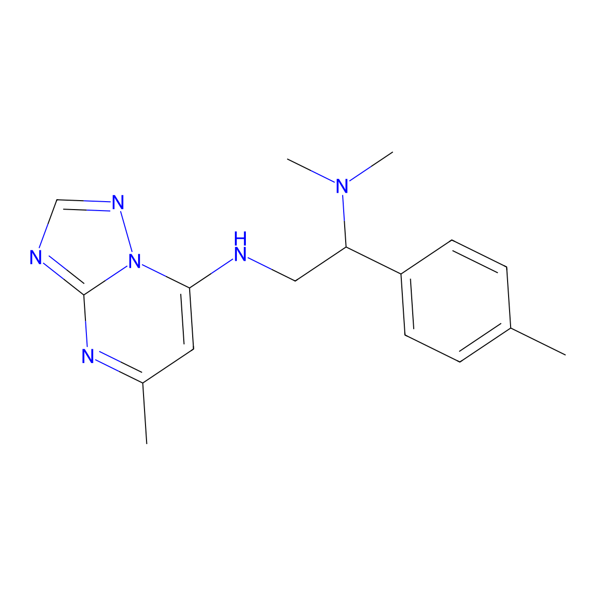 N-[2-(dimethylamino)-2-(4-methylphenyl)ethyl]-5-methyl-[1,2,4]triazolo[1,5-a]pyrimidin-7-amine molecular structure, CAS 2380170-01-2