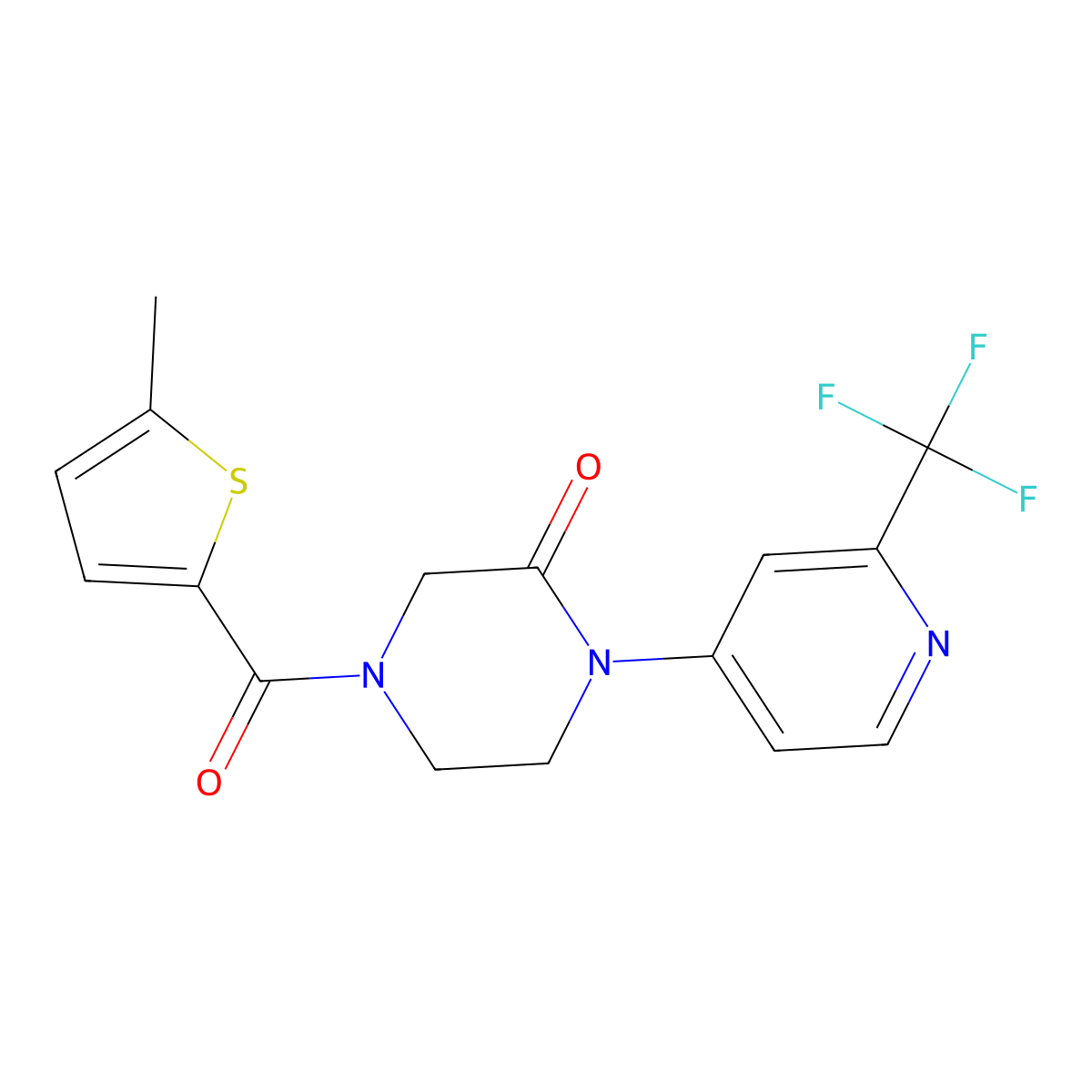4-(5-Methylthiophene-2-carbonyl)-1-[2-(trifluoromethyl)pyridin-4-yl]piperazin-2-one molecular structure, CAS 2380170-05-6