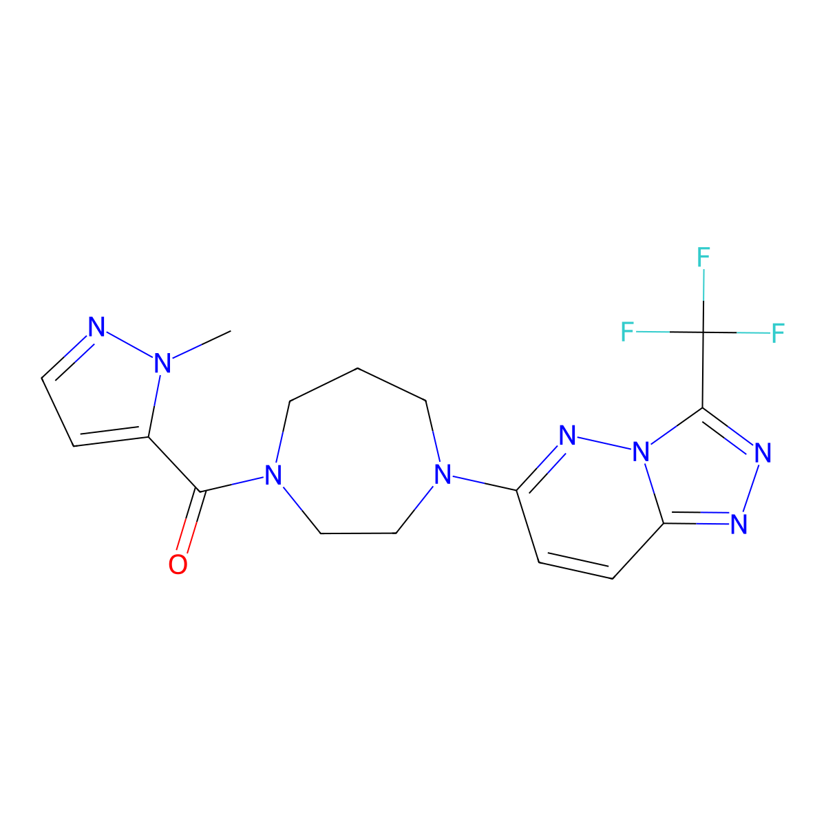 1-(1-methyl-1H-pyrazole-5-carbonyl)-4-[3-(trifluoromethyl)-[1,2,4]triazolo[4,3-b]pyridazin-6-yl]-1,4-diazepane molecular structure, CAS 2380170-10-3