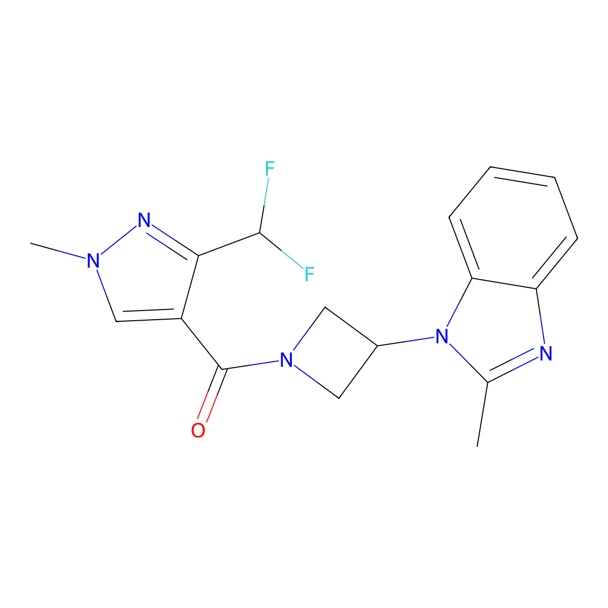 1-{1-[3-(difluoromethyl)-1-methyl-1H-pyrazole-4-carbonyl]azetidin-3-yl}-2-methyl-1H-1,3-benzodiazole molecular structure, CAS 2380170-16-9