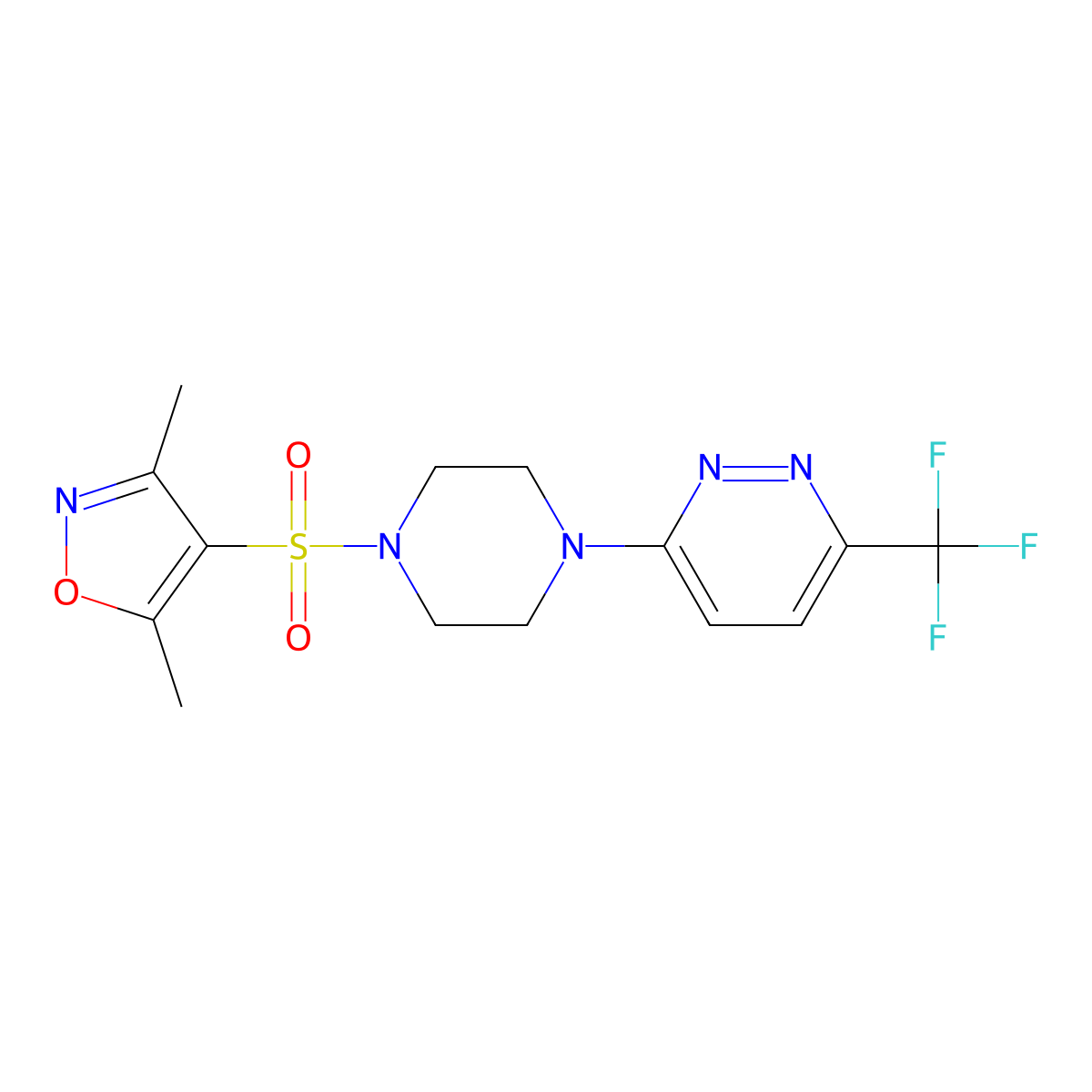 3-{4-[(3,5-Dimethyl-1,2-oxazol-4-yl)sulfonyl]piperazin-1-yl}-6-(trifluoromethyl)pyridazine molecular structure, CAS 2380170-23-8