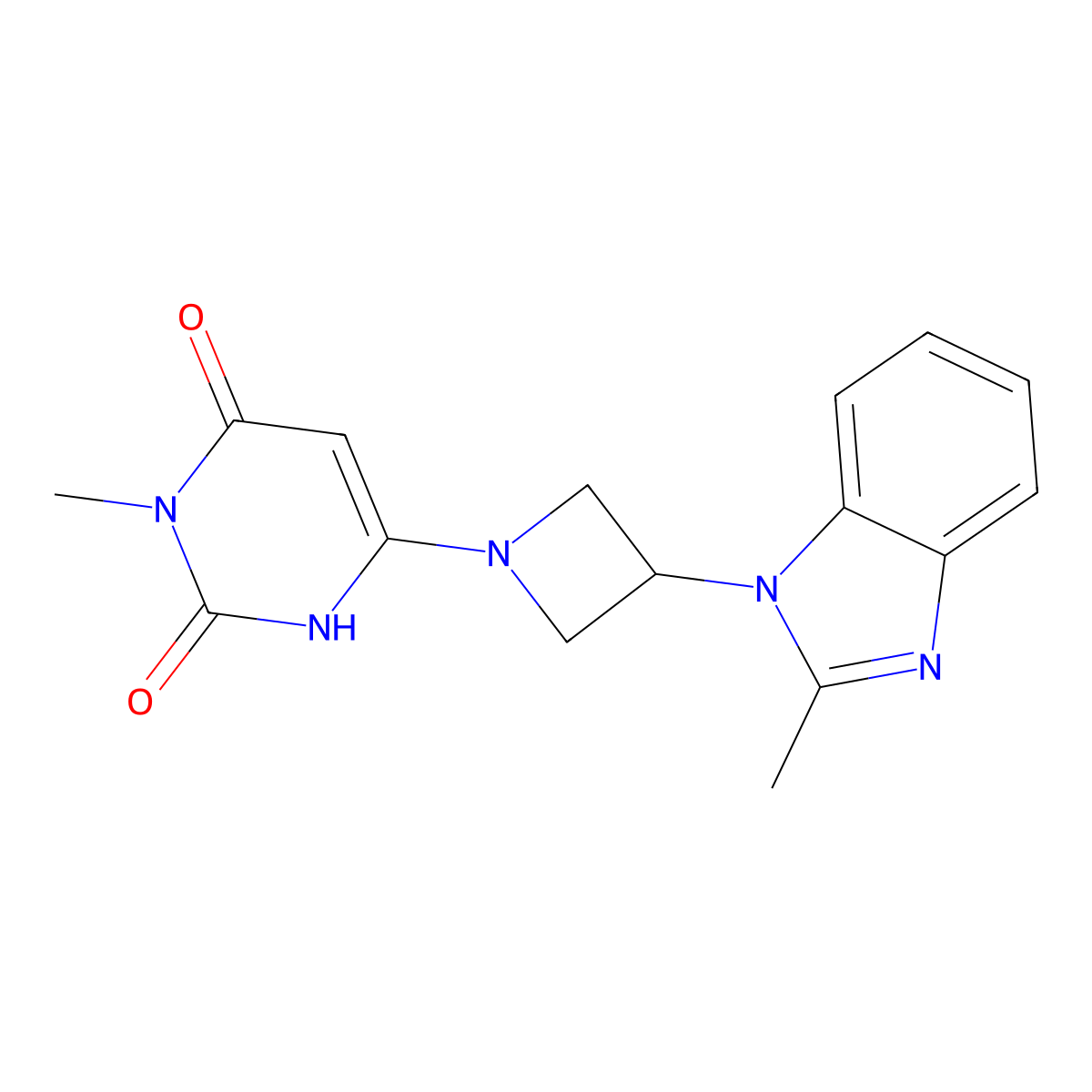 3-methyl-6-[3-(2-methyl-1H-1,3-benzodiazol-1-yl)azetidin-1-yl]-1,2,3,4-tetrahydropyrimidine-2,4-dione molecular structure, CAS 2380170-27-2