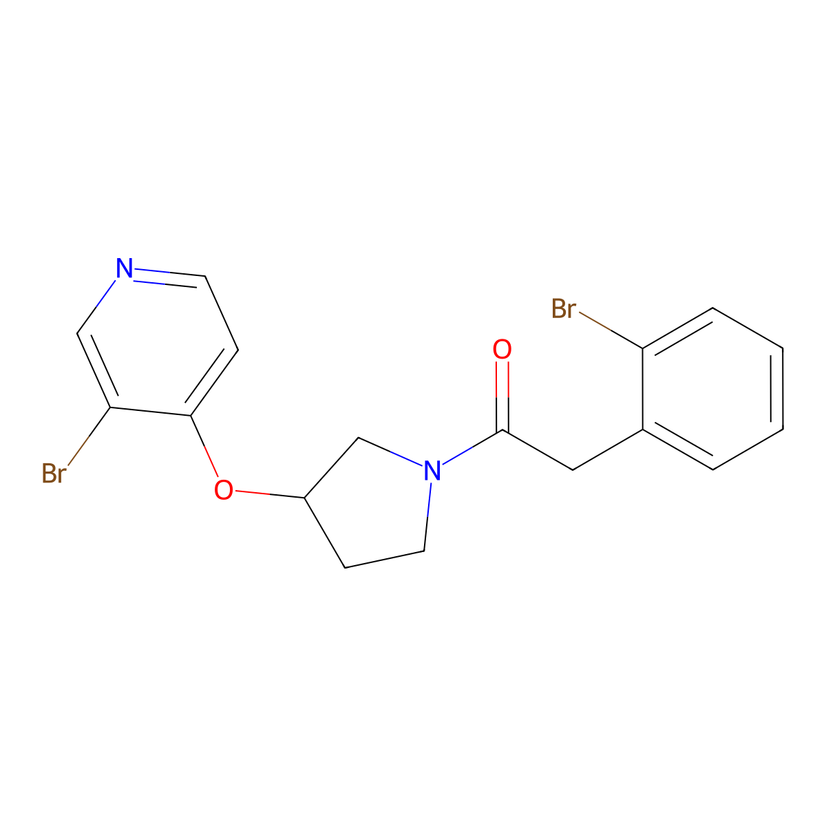 2-(2-Bromophenyl)-1-{3-[(3-bromopyridin-4-yl)oxy]pyrrolidin-1-yl}ethan-1-one molecular structure, CAS 2380170-33-0