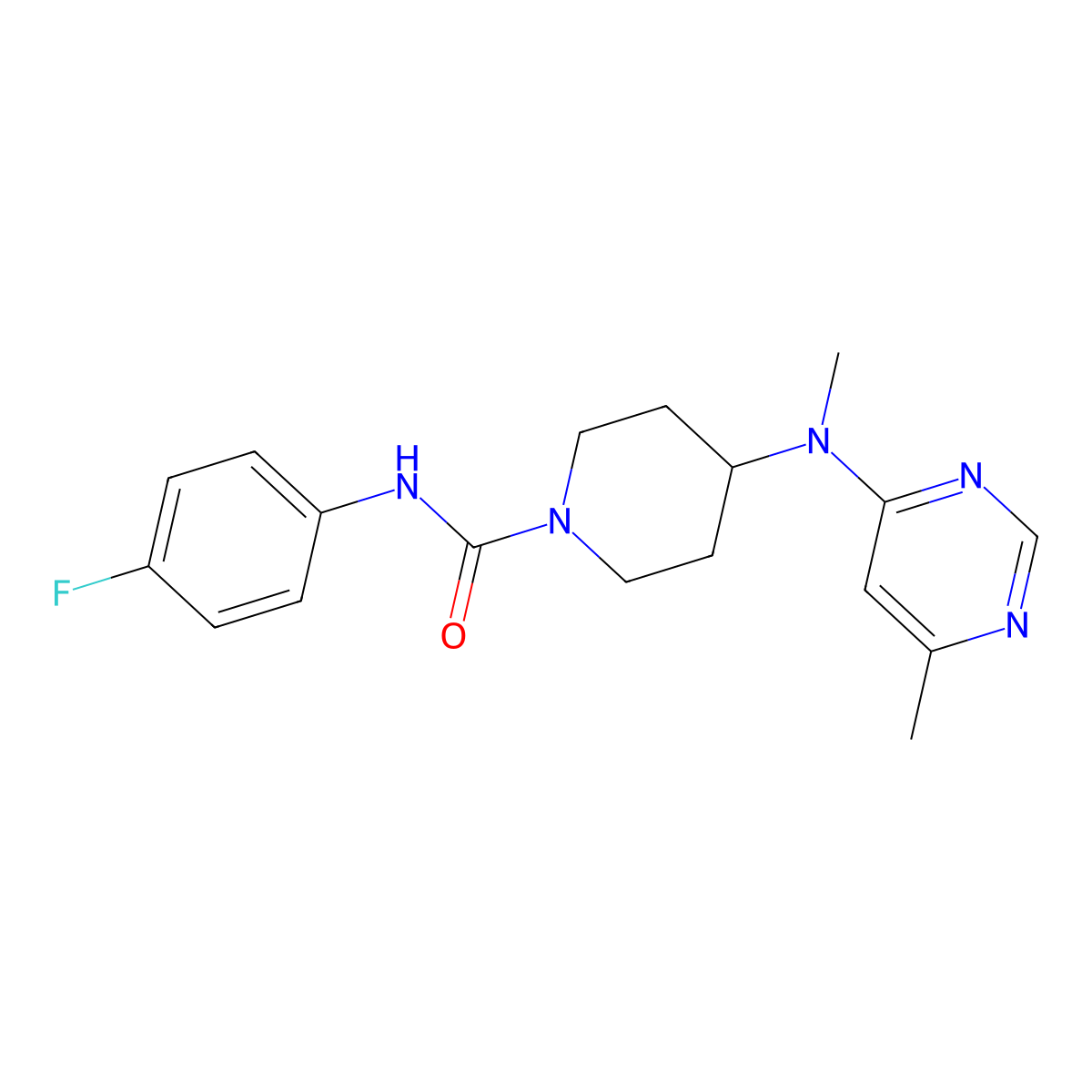 N-(4-fluorophenyl)-4-[methyl(6-methylpyrimidin-4-yl)amino]piperidine-1-carboxamide molecular structure, CAS 2380170-37-4