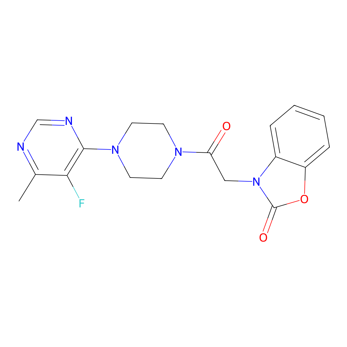 3-{2-[4-(5-Fluoro-6-methylpyrimidin-4-yl)piperazin-1-yl]-2-oxoethyl}-2,3-dihydro-1,3-benzoxazol-2-one molecular structure, CAS 2380170-38-5