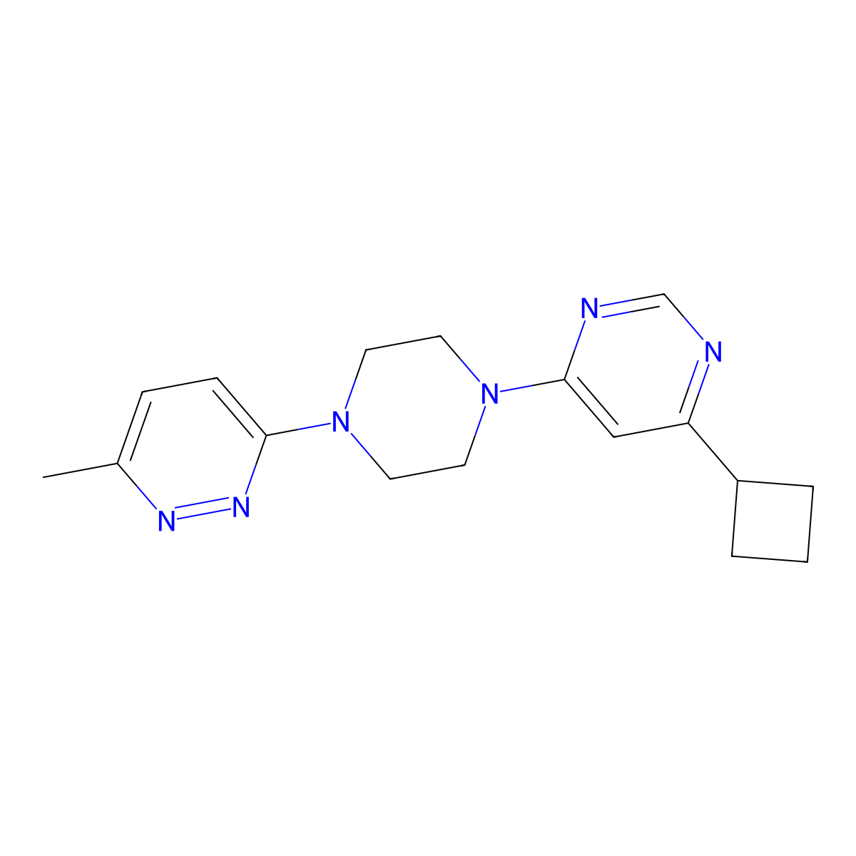 4-Cyclobutyl-6-[4-(6-methylpyridazin-3-yl)piperazin-1-yl]pyrimidine molecular structure, CAS 2380170-39-6