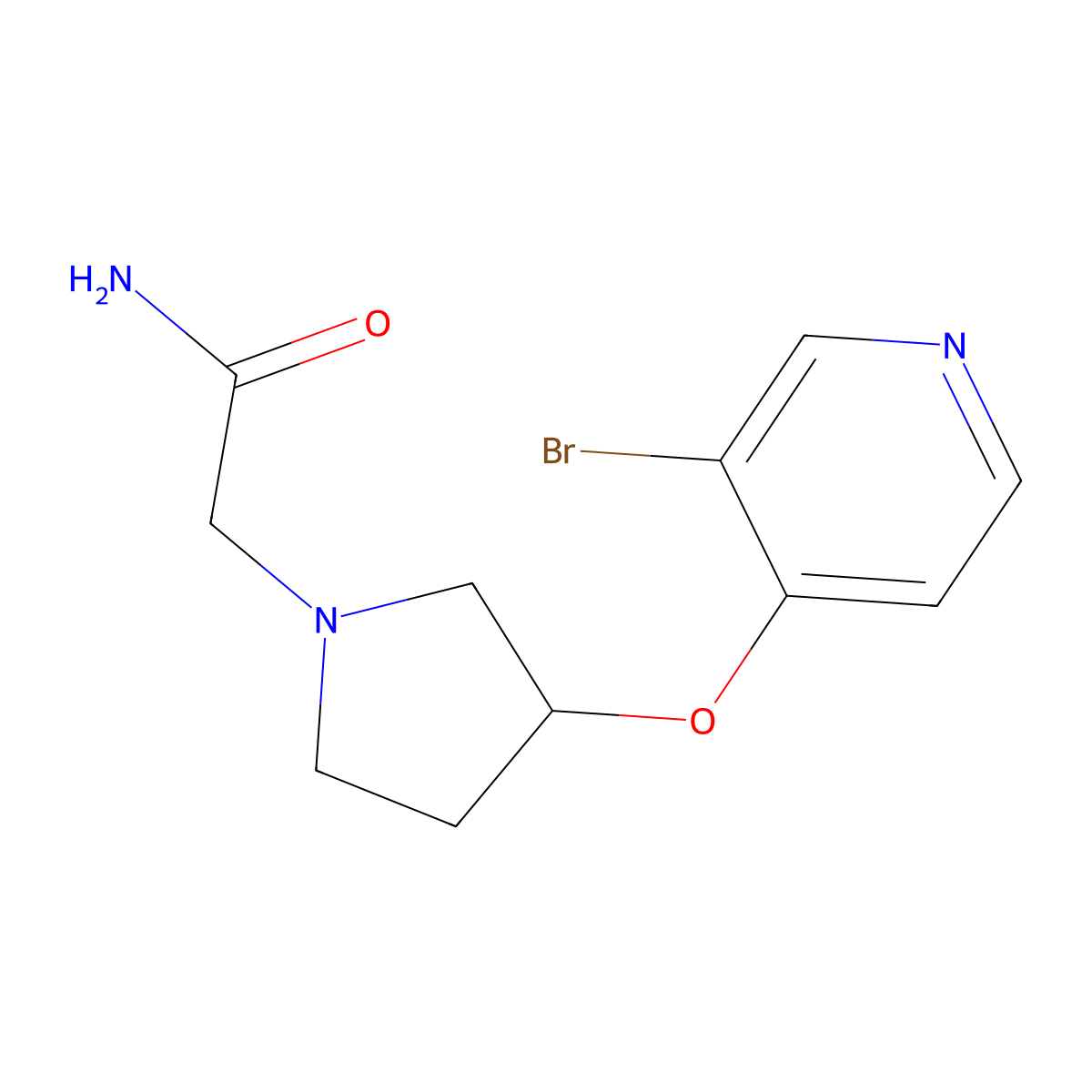 2-{3-[(3-Bromopyridin-4-yl)oxy]pyrrolidin-1-yl}acetamide molecular structure, CAS 2380170-40-9