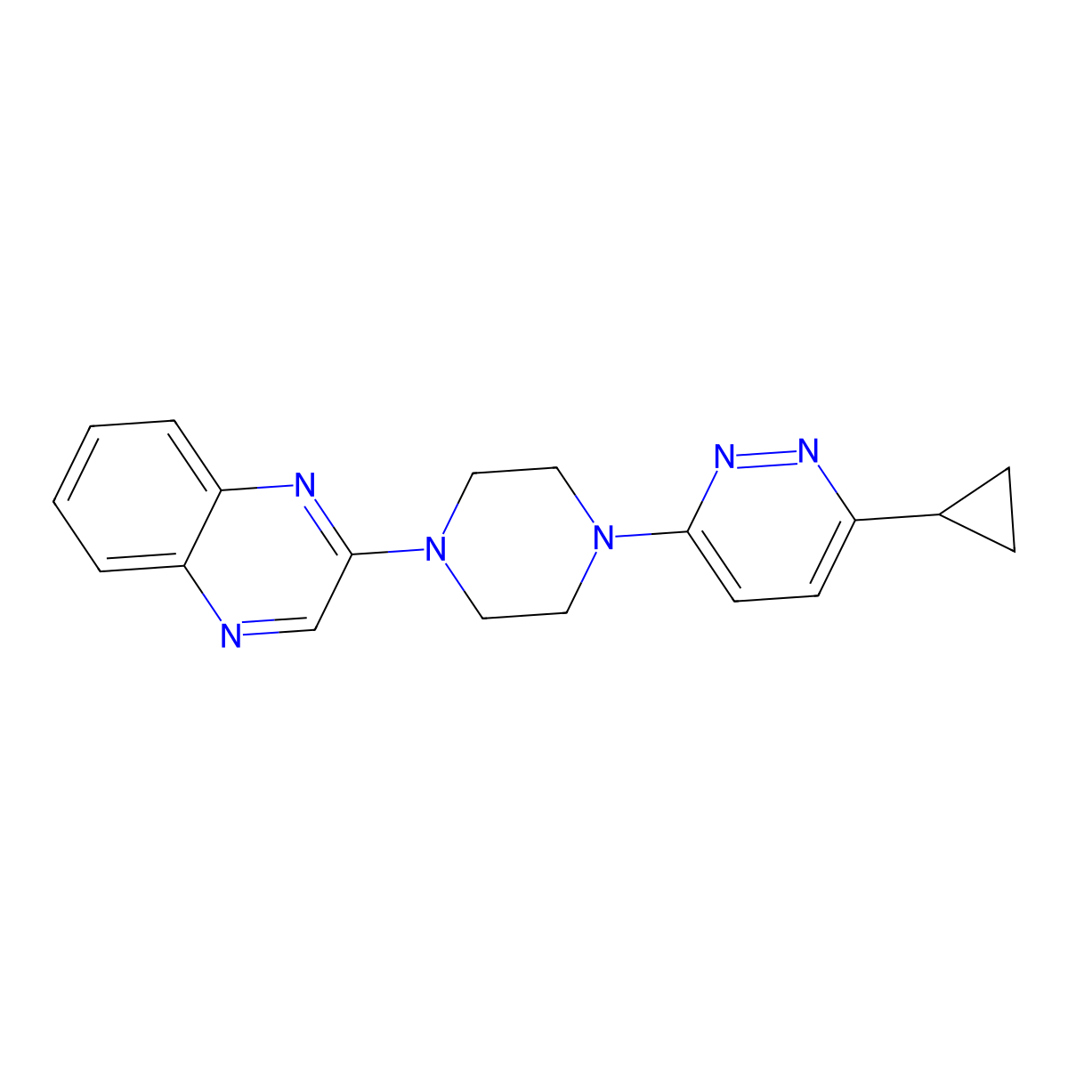 2-[4-(6-Cyclopropylpyridazin-3-yl)piperazin-1-yl]quinoxaline molecular structure, CAS 2380170-41-0