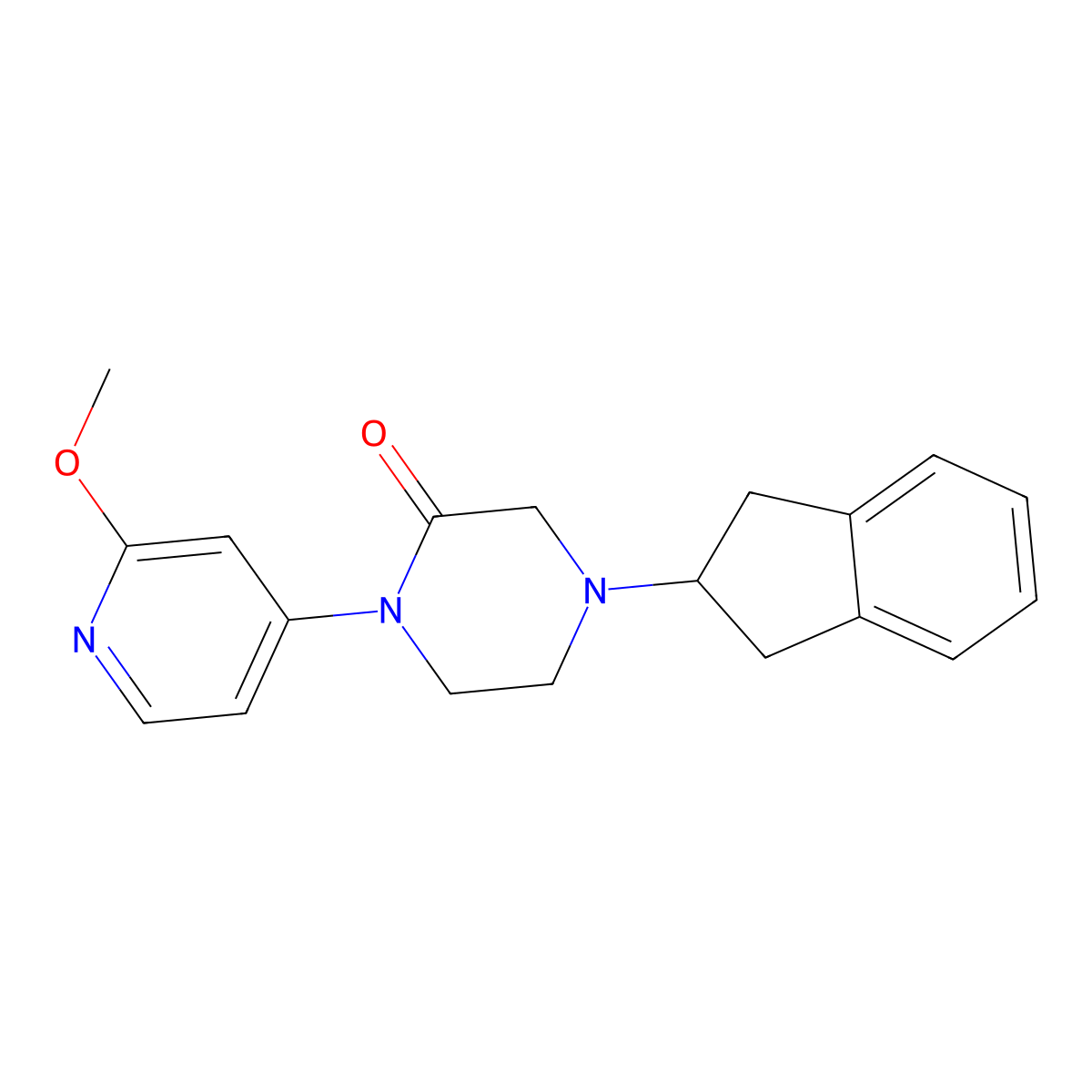 4-(2,3-Dihydro-1H-inden-2-yl)-1-(2-methoxypyridin-4-yl)piperazin-2-one molecular structure, CAS 2380170-44-3