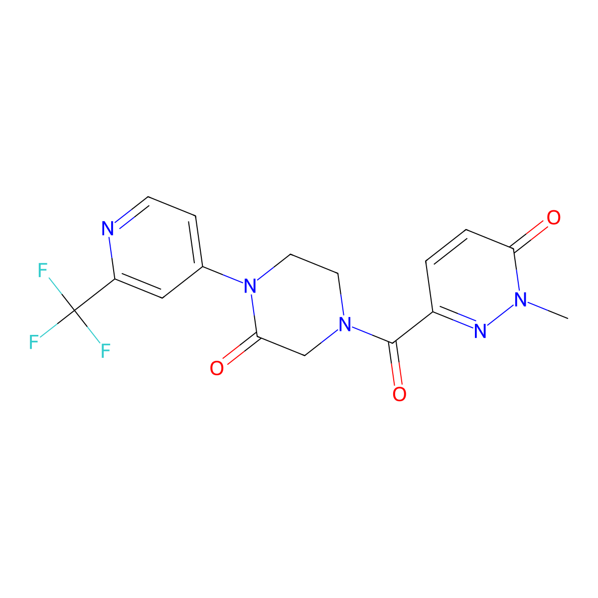 2-Methyl-6-{3-oxo-4-[2-(trifluoromethyl)pyridin-4-yl]piperazine-1-carbonyl}-2,3-dihydropyridazin-3-one molecular structure, CAS 2380170-53-4