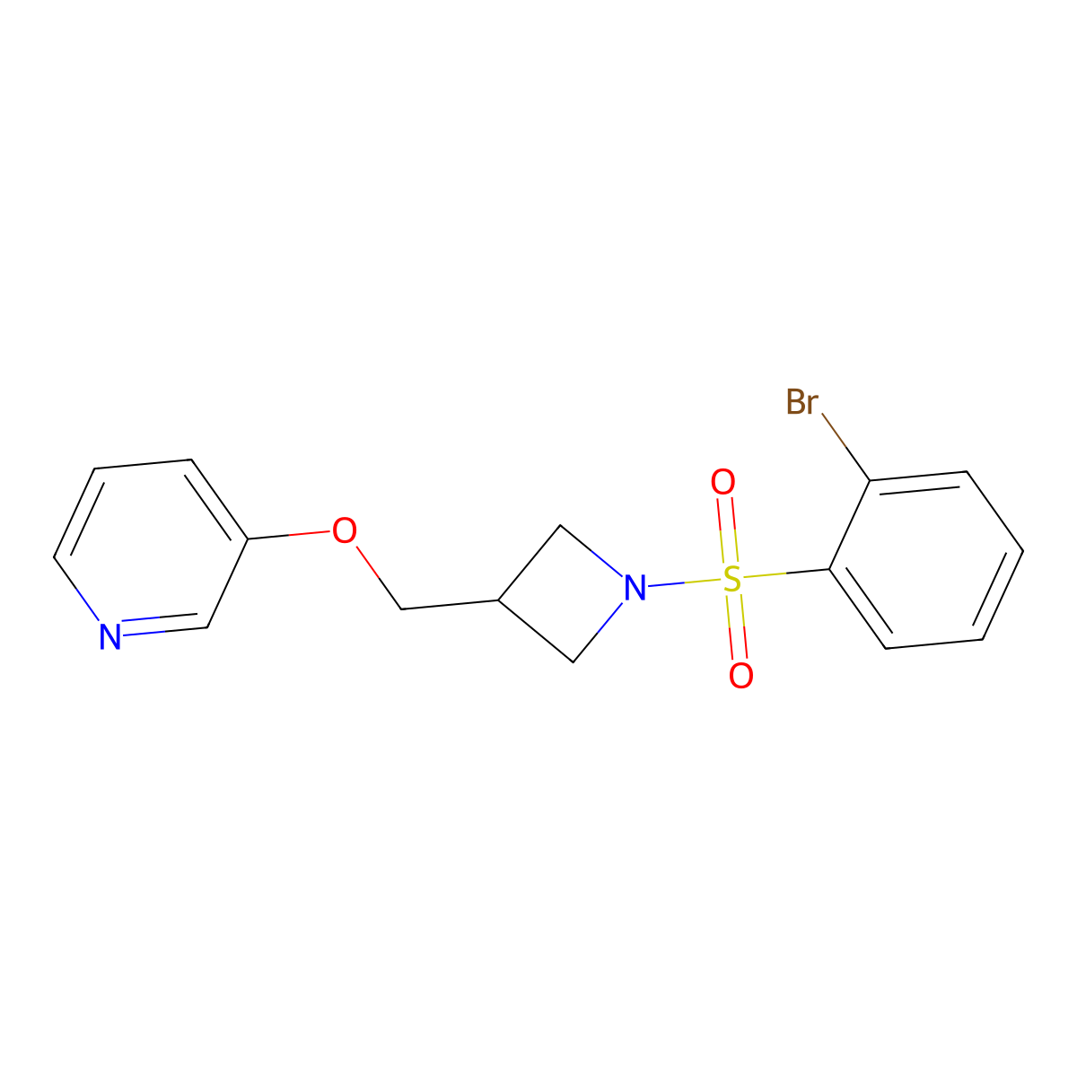 3-{[1-(2-Bromobenzenesulfonyl)azetidin-3-yl]methoxy}pyridine molecular structure, CAS 2380170-55-6