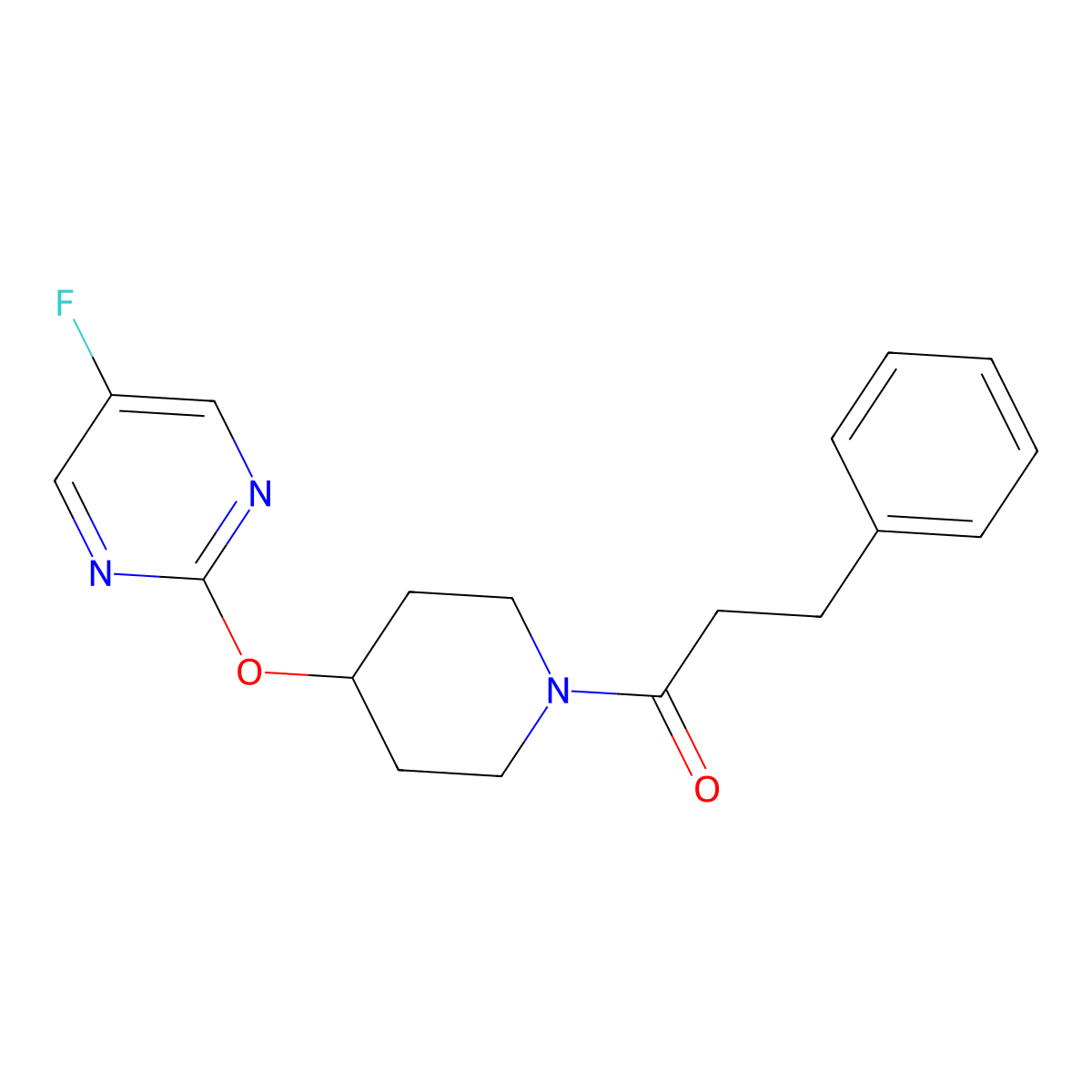 1-{4-[(5-Fluoropyrimidin-2-yl)oxy]piperidin-1-yl}-3-phenylpropan-1-one molecular structure, CAS 2380170-60-3