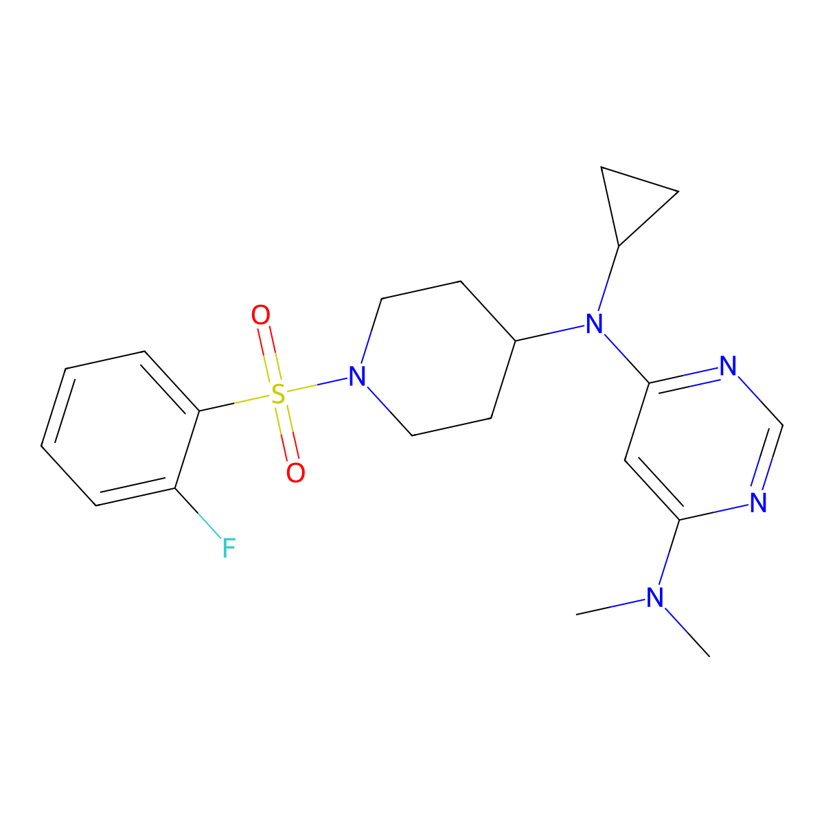 N4-cyclopropyl-N4-[1-(2-fluorobenzenesulfonyl)piperidin-4-yl]-N6,N6-dimethylpyrimidine-4,6-diamine molecular structure, CAS 2380170-62-5