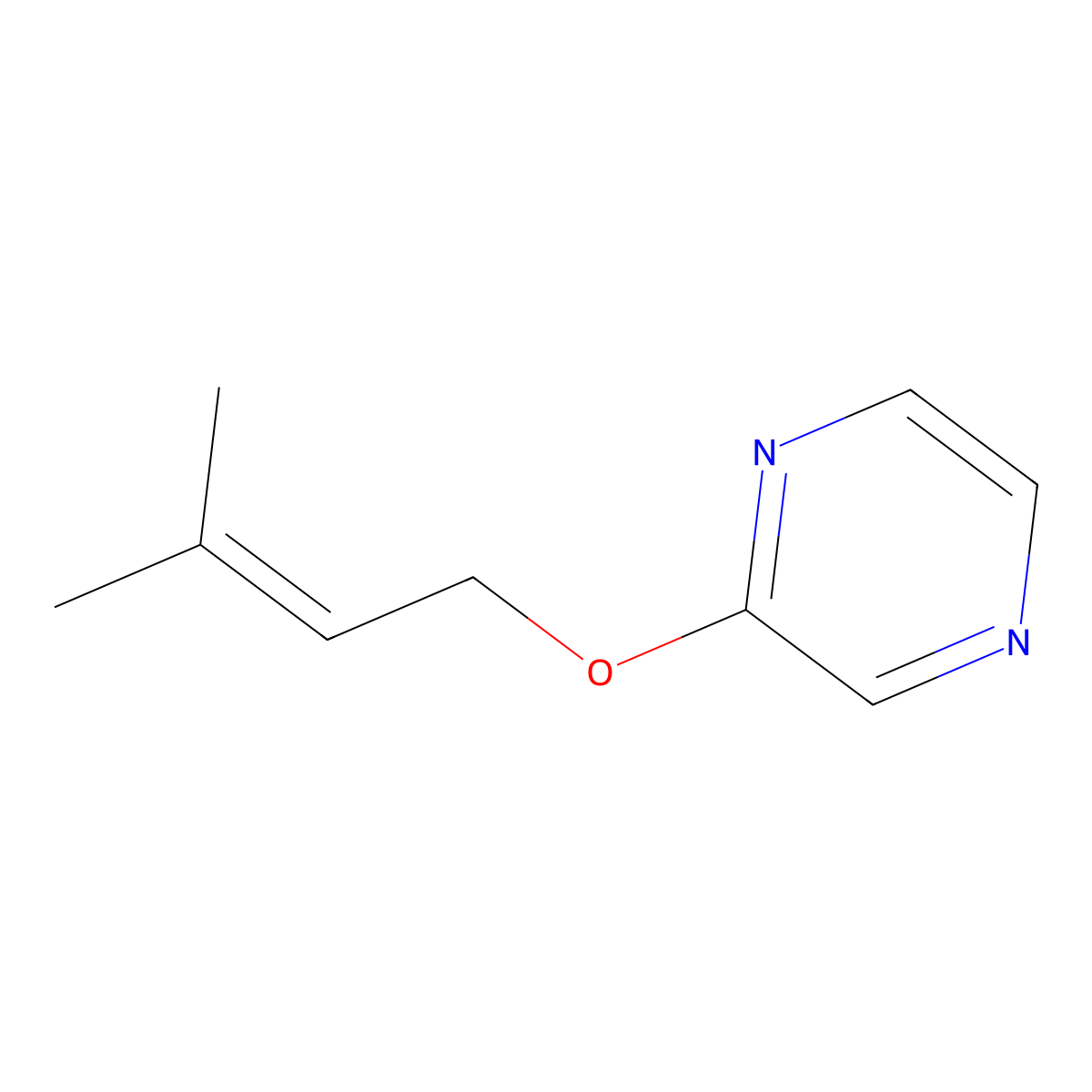 2-[(3-Methylbut-2-en-1-yl)oxy]pyrazine molecular structure, CAS 2380170-64-7