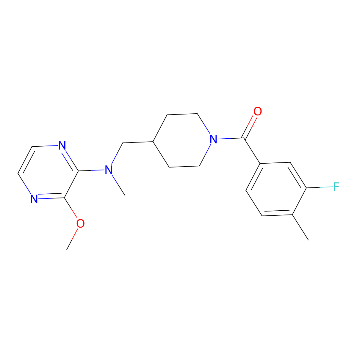 N-{[1-(3-fluoro-4-methylbenzoyl)piperidin-4-yl]methyl}-3-methoxy-N-methylpyrazin-2-amine molecular structure, CAS 2380170-67-0