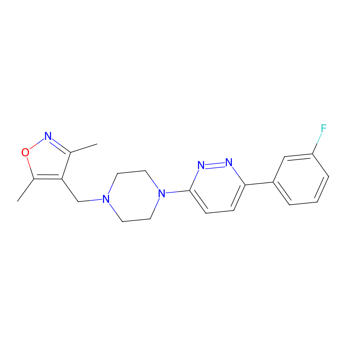 3-{4-[(3,5-Dimethyl-1,2-oxazol-4-yl)methyl]piperazin-1-yl}-6-(3-fluorophenyl)pyridazine molecular structure, CAS 2380170-69-2