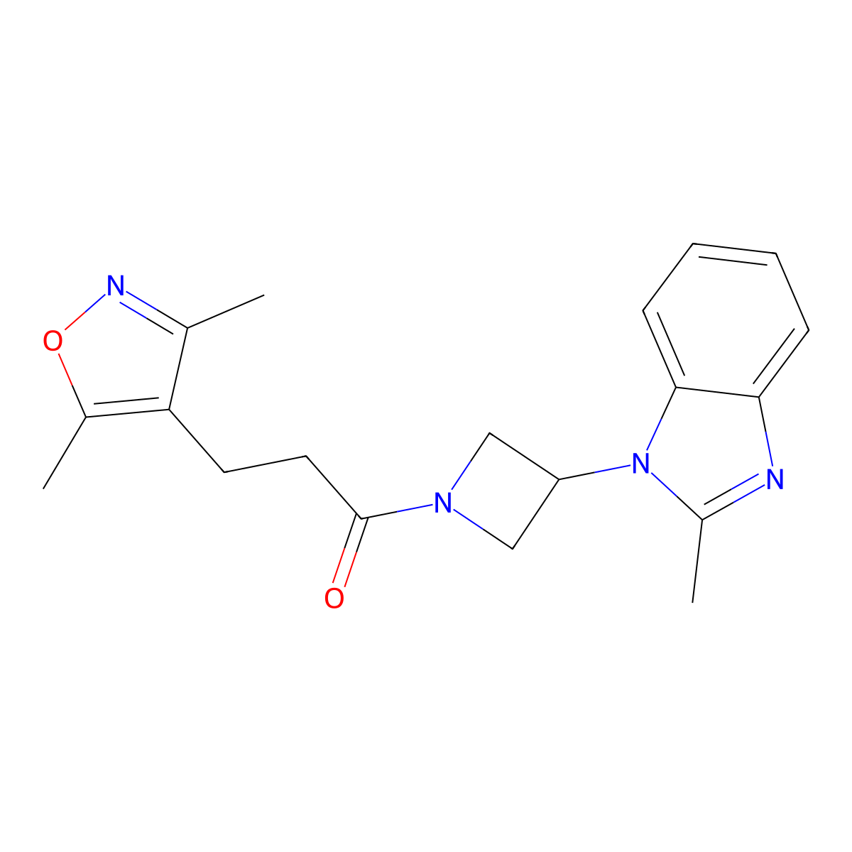 3-(3,5-dimethyl-1,2-oxazol-4-yl)-1-[3-(2-methyl-1H-1,3-benzodiazol-1-yl)azetidin-1-yl]propan-1-one molecular structure, CAS 2380170-78-3