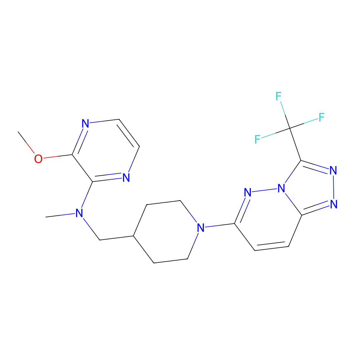 3-methoxy-N-methyl-N-({1-[3-(trifluoromethyl)-[1,2,4]triazolo[4,3-b]pyridazin-6-yl]piperidin-4-yl}methyl)pyrazin-2-amine molecular structure, CAS 2380170-82-9