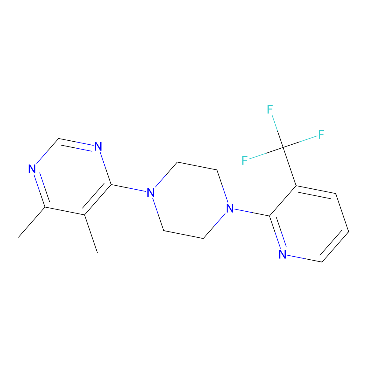 4,5-Dimethyl-6-{4-[3-(trifluoromethyl)pyridin-2-yl]piperazin-1-yl}pyrimidine molecular structure, CAS 2380170-84-1
