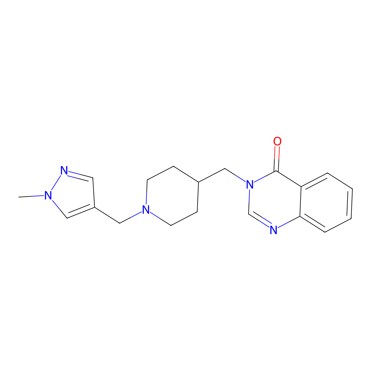3-({1-[(1-methyl-1H-pyrazol-4-yl)methyl]piperidin-4-yl}methyl)-3,4-dihydroquinazolin-4-one molecular structure, CAS 2380170-87-4
