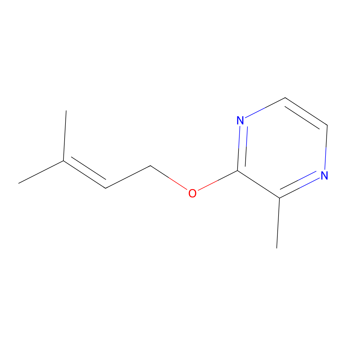 2-Methyl-3-[(3-methylbut-2-en-1-yl)oxy]pyrazine molecular structure, CAS 2380170-89-6