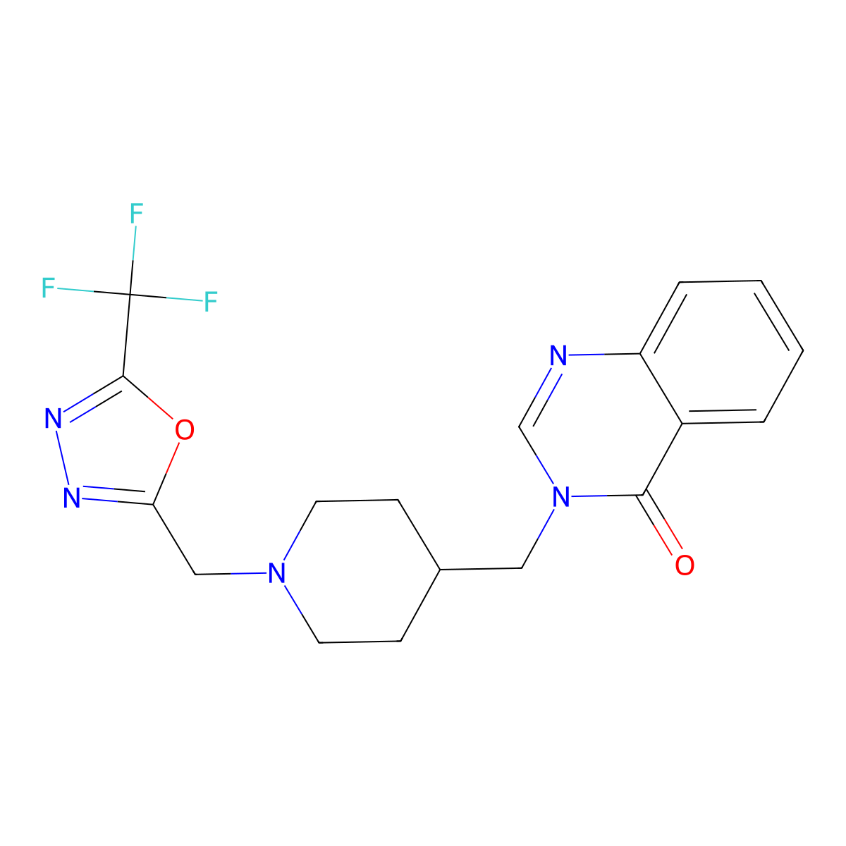 3-[(1-{[5-(Trifluoromethyl)-1,3,4-oxadiazol-2-yl]methyl}piperidin-4-yl)methyl]-3,4-dihydroquinazolin-4-one molecular structure, CAS 2380170-94-3