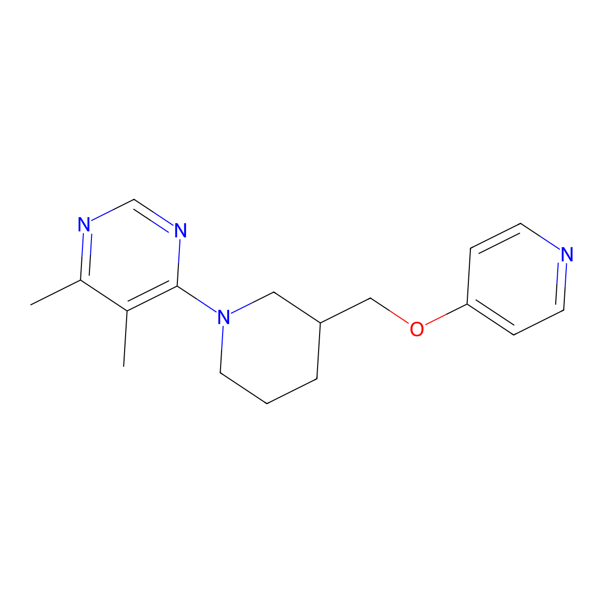 4,5-Dimethyl-6-{3-[(pyridin-4-yloxy)methyl]piperidin-1-yl}pyrimidine molecular structure, CAS 2380170-95-4