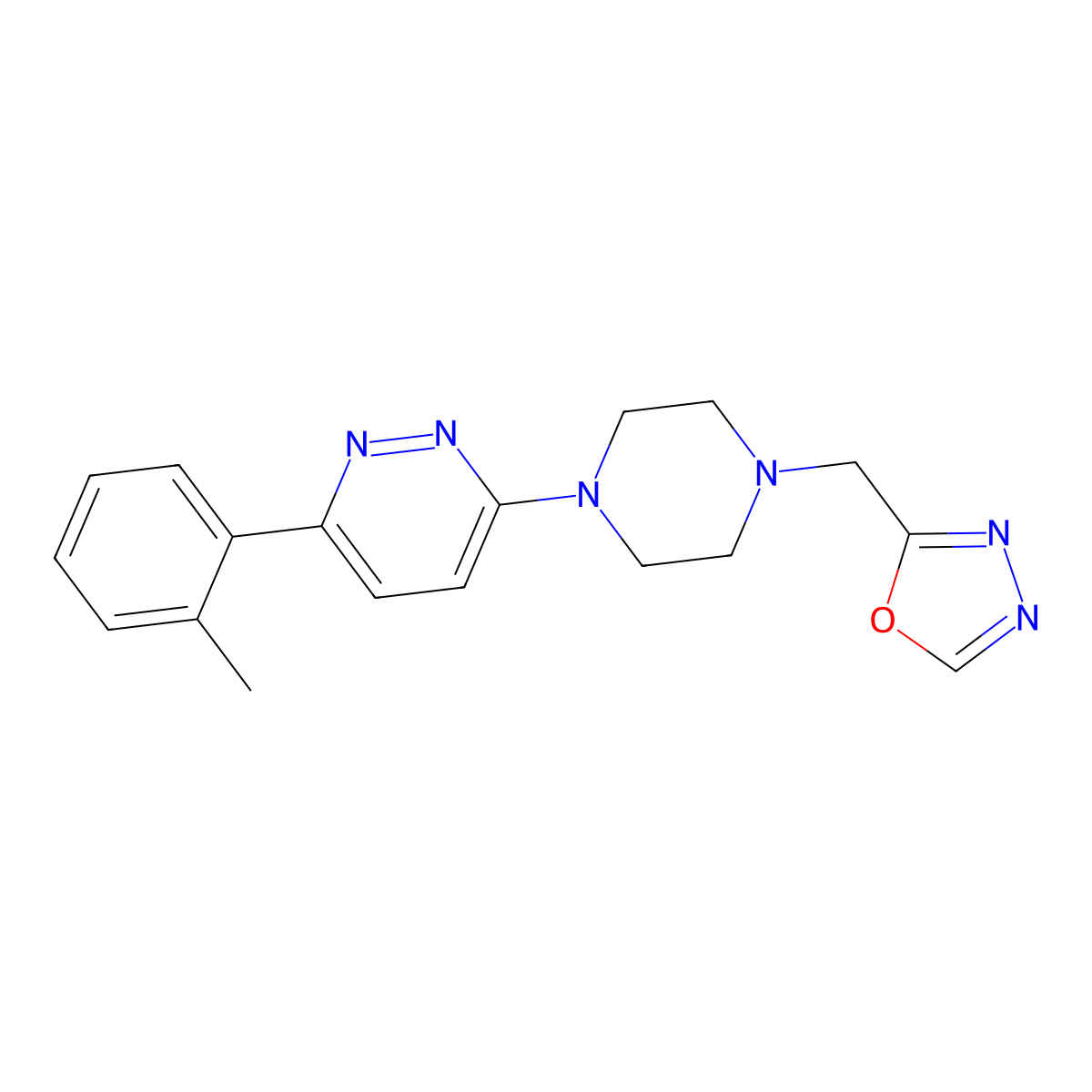 3-(2-Methylphenyl)-6-{4-[(1,3,4-oxadiazol-2-yl)methyl]piperazin-1-yl}pyridazine molecular structure, CAS 2380170-97-6