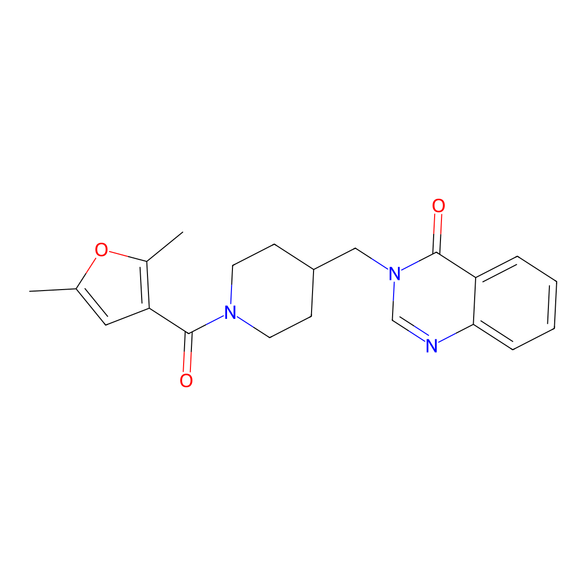 3-{[1-(2,5-Dimethylfuran-3-carbonyl)piperidin-4-yl]methyl}-3,4-dihydroquinazolin-4-one molecular structure, CAS 2380171-00-4