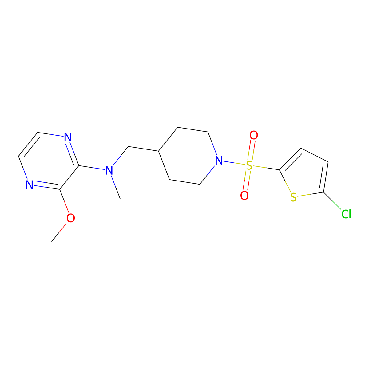 N-({1-[(5-chlorothiophen-2-yl)sulfonyl]piperidin-4-yl}methyl)-3-methoxy-N-methylpyrazin-2-amine molecular structure, CAS 2380171-02-6