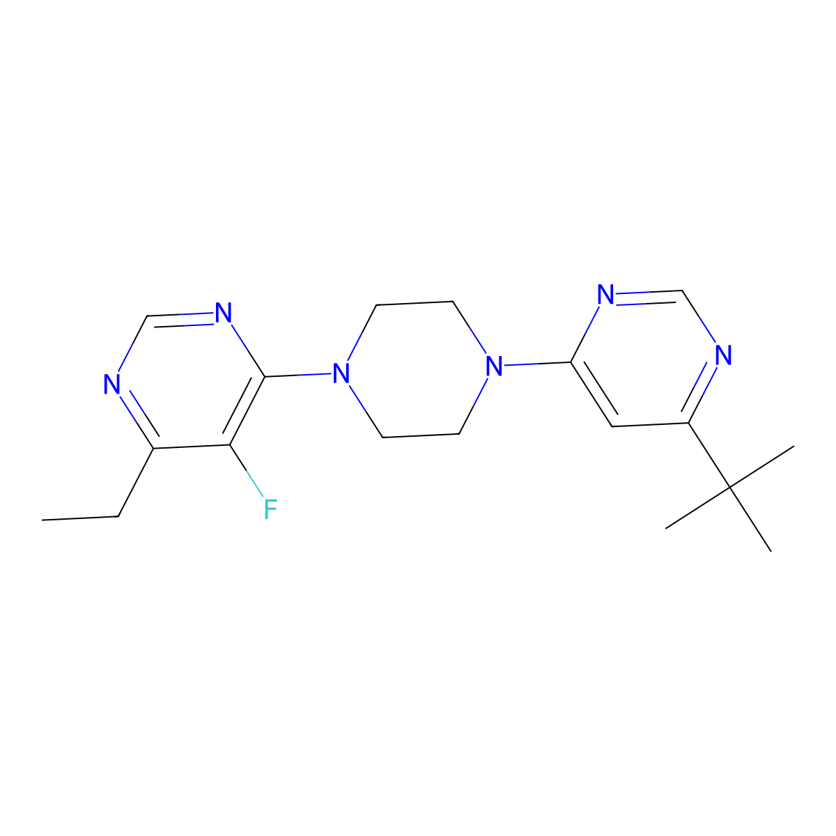 4-[4-(6-Tert-butylpyrimidin-4-yl)piperazin-1-yl]-6-ethyl-5-fluoropyrimidine molecular structure, CAS 2380171-03-7