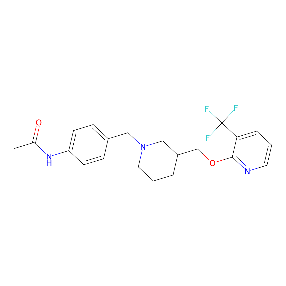 N-(4-{[3-({[3-(trifluoromethyl)pyridin-2-yl]oxy}methyl)piperidin-1-yl]methyl}phenyl)acetamide molecular structure, CAS 2380171-04-8